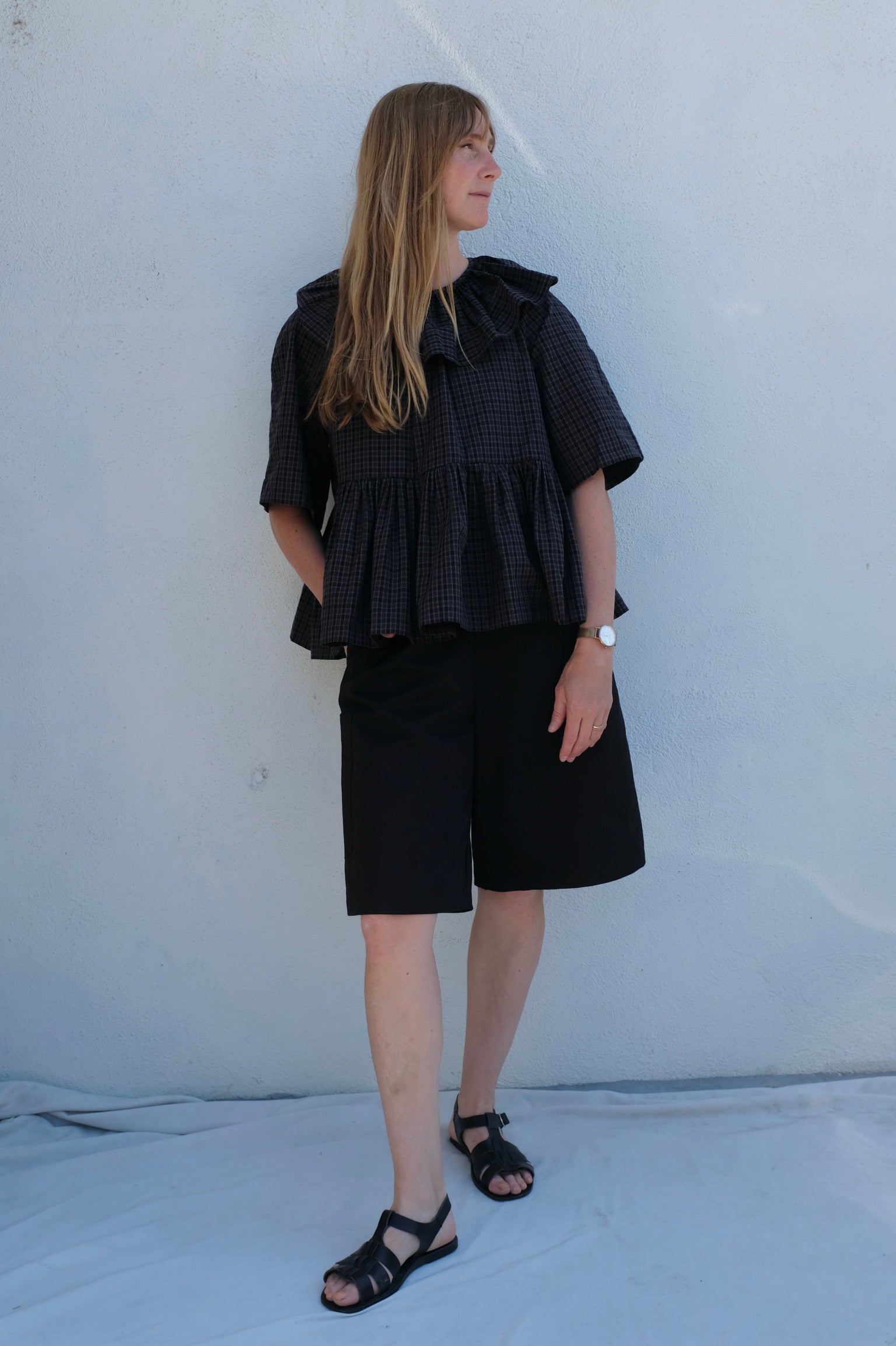 Cawley Japanese Cotton Delilah Frill Top / Smoke Check