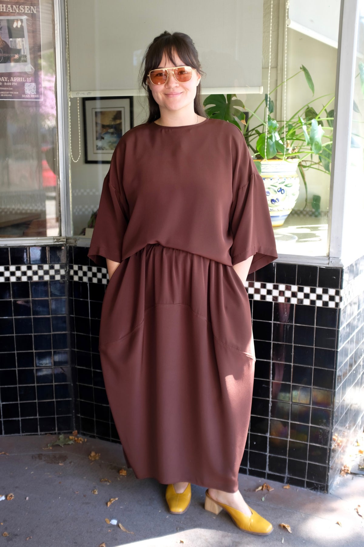 Modern Weaving Oversize Boxy Tee / Cognac