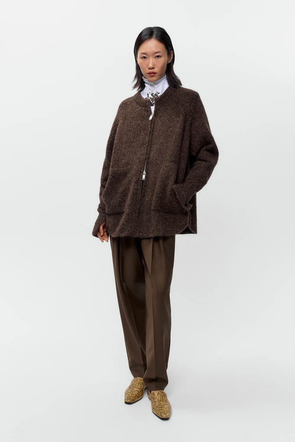 Cordera Speckled Zip Jacket / Chocolate
