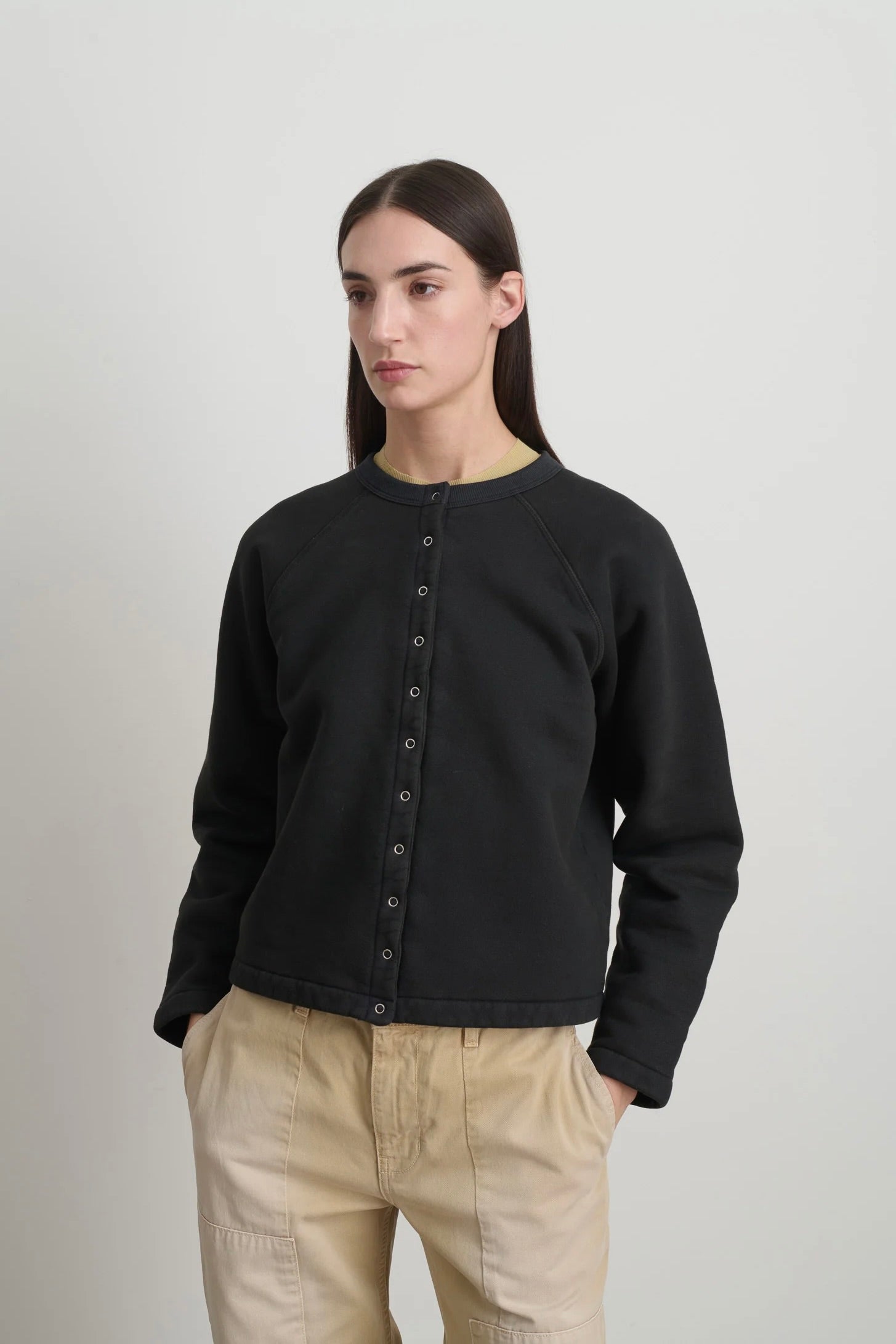 B Sides Snap Cardigan / Faded Black Overdye