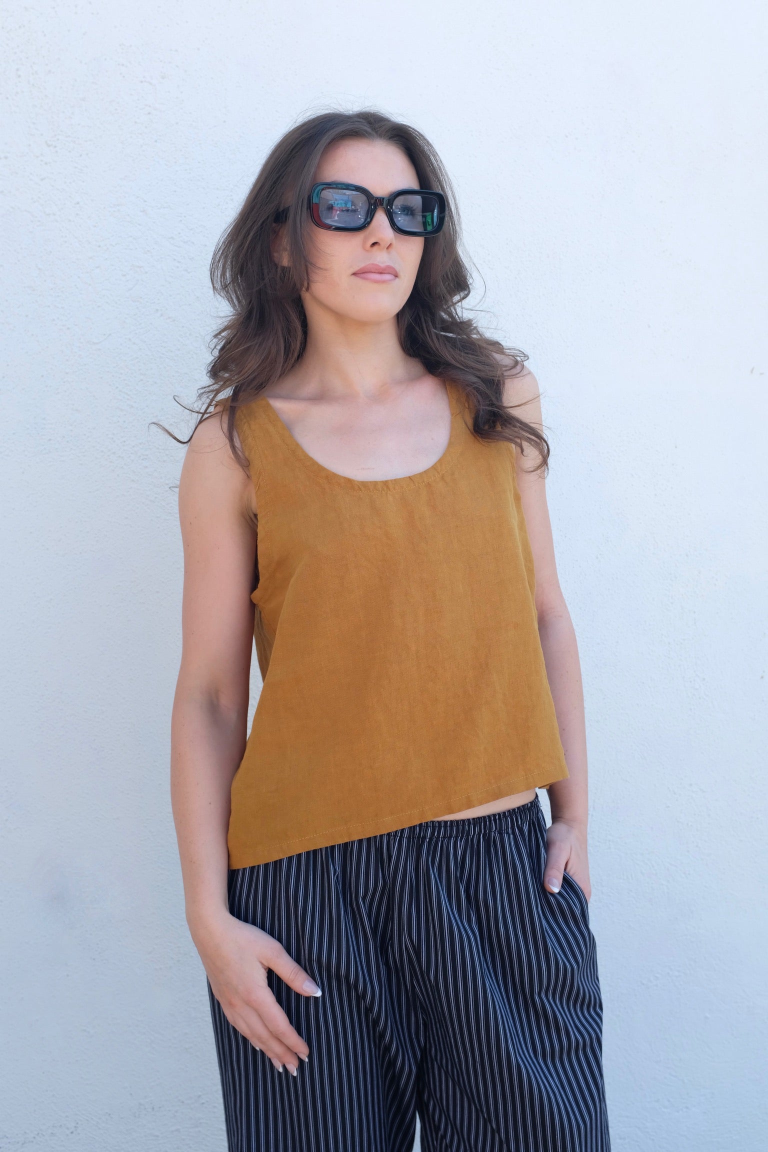 Moss Grey Eleanor Tank / Turmeric