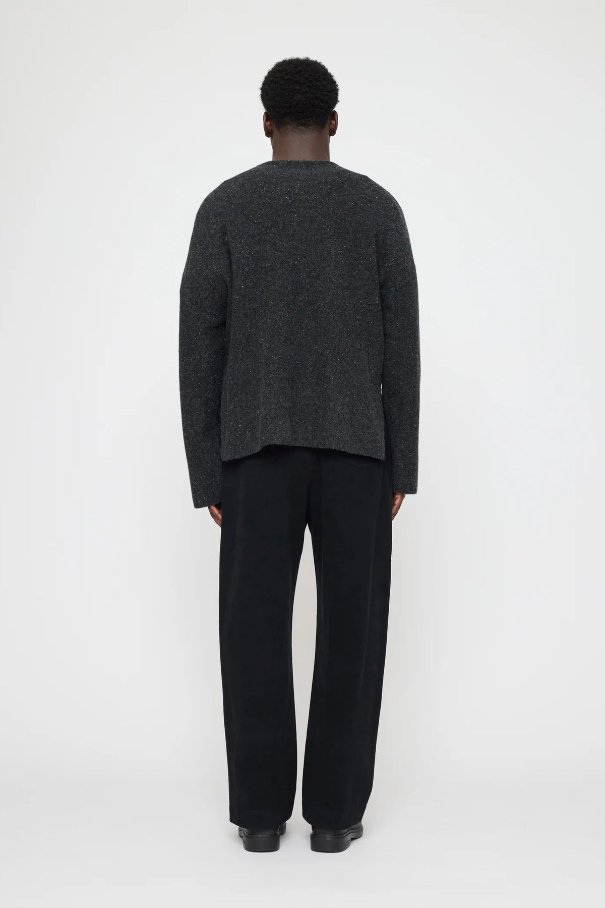 Oversized Mock Neck Sweater / Speckle Charcoal