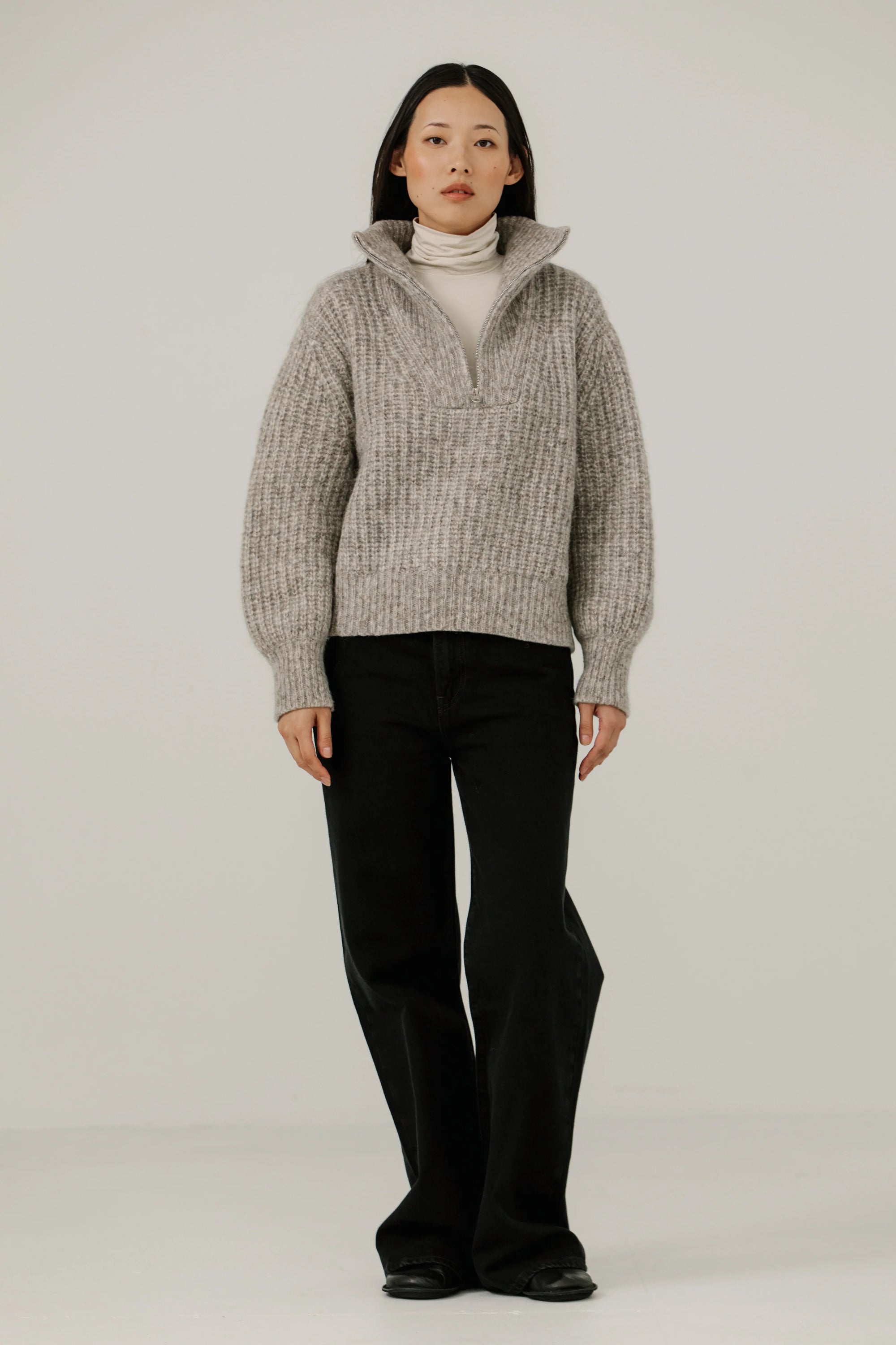 Bare Knitwear Alpine Quarter Zip / Marble Grey