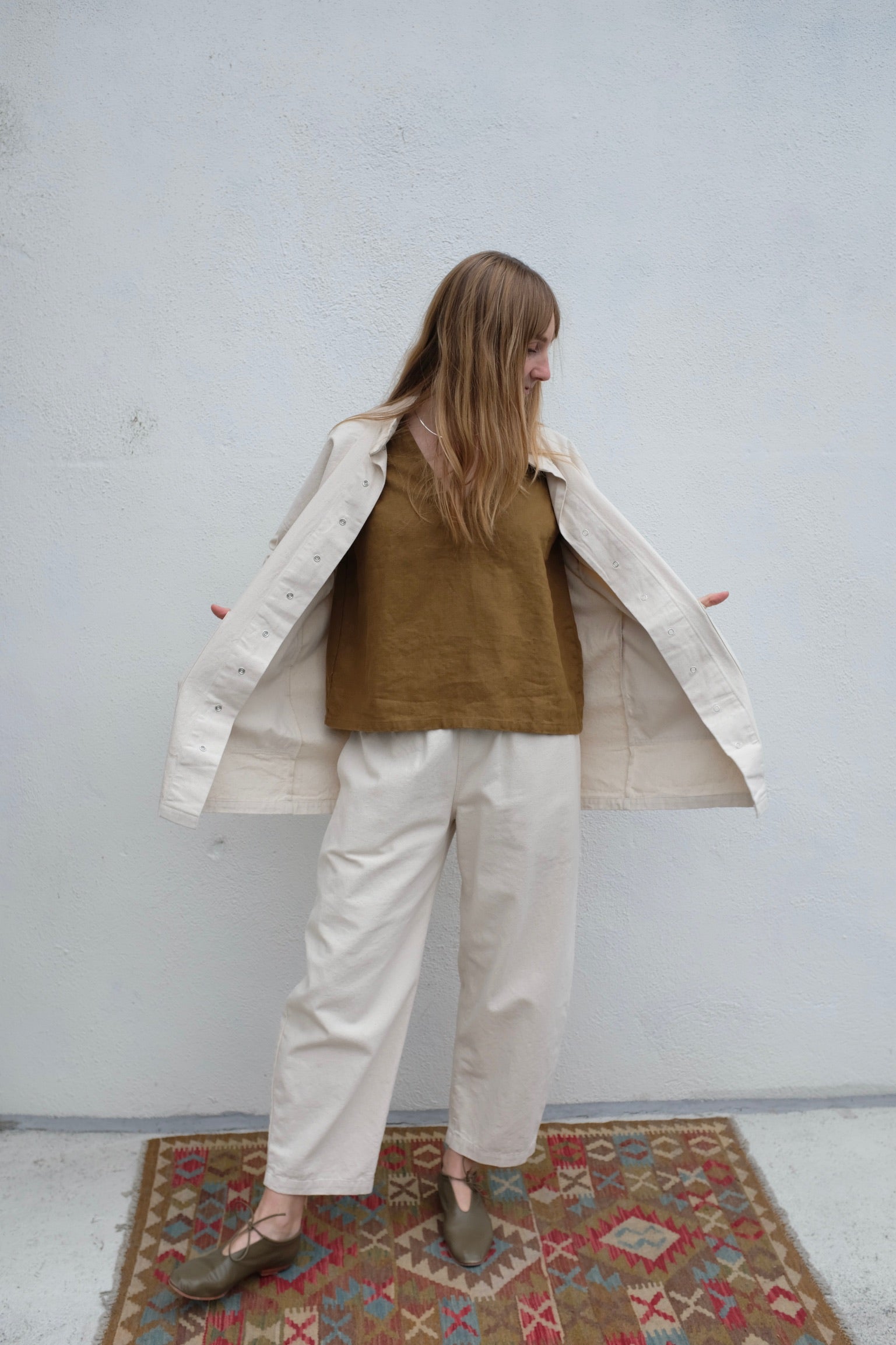 Moss Grey Madrone Chore Coat / Vanilla Bean