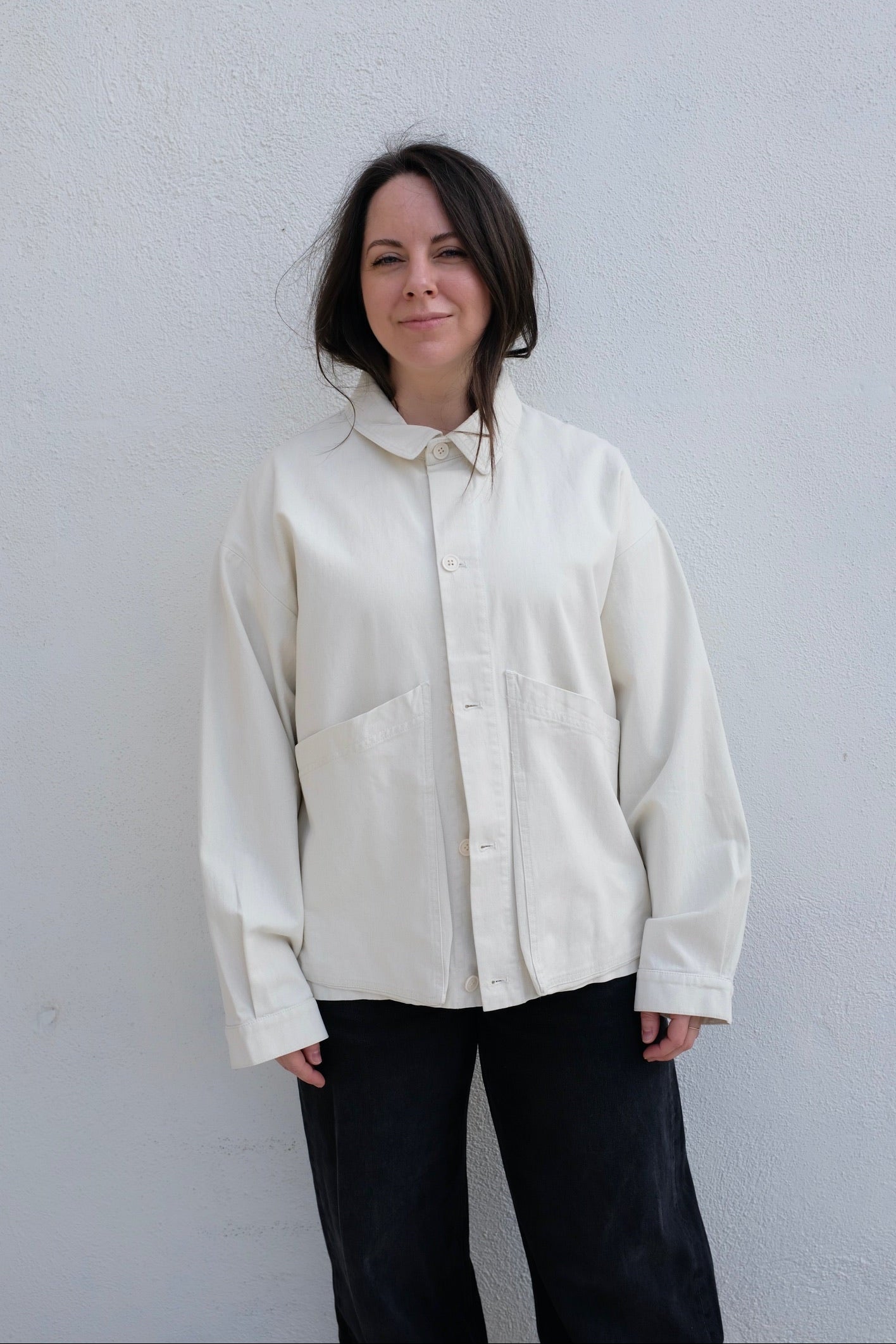 Signature Panel Pockets Jacket / Pearl White