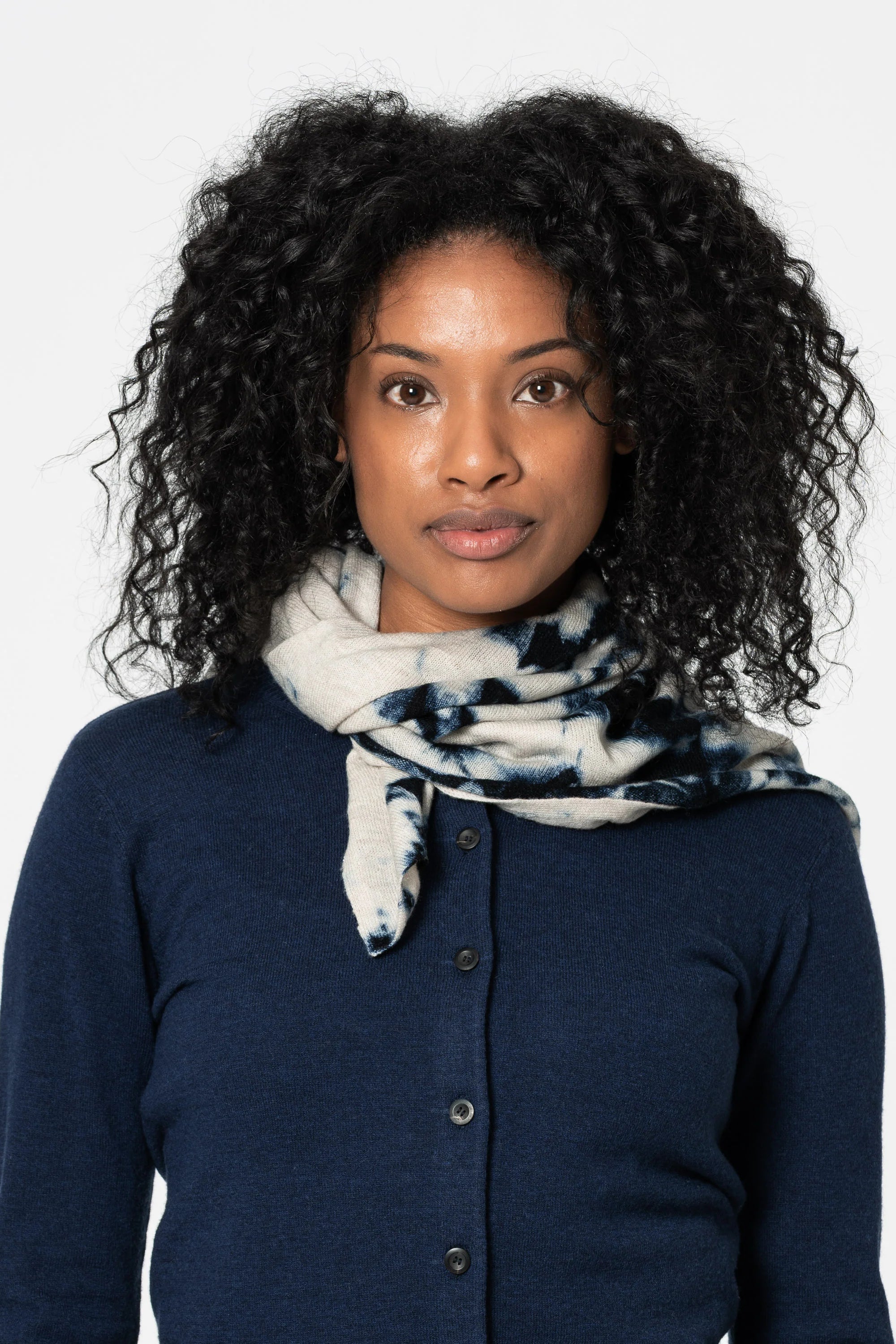 Dinadi Merino Shibori Scarf / Space Blue