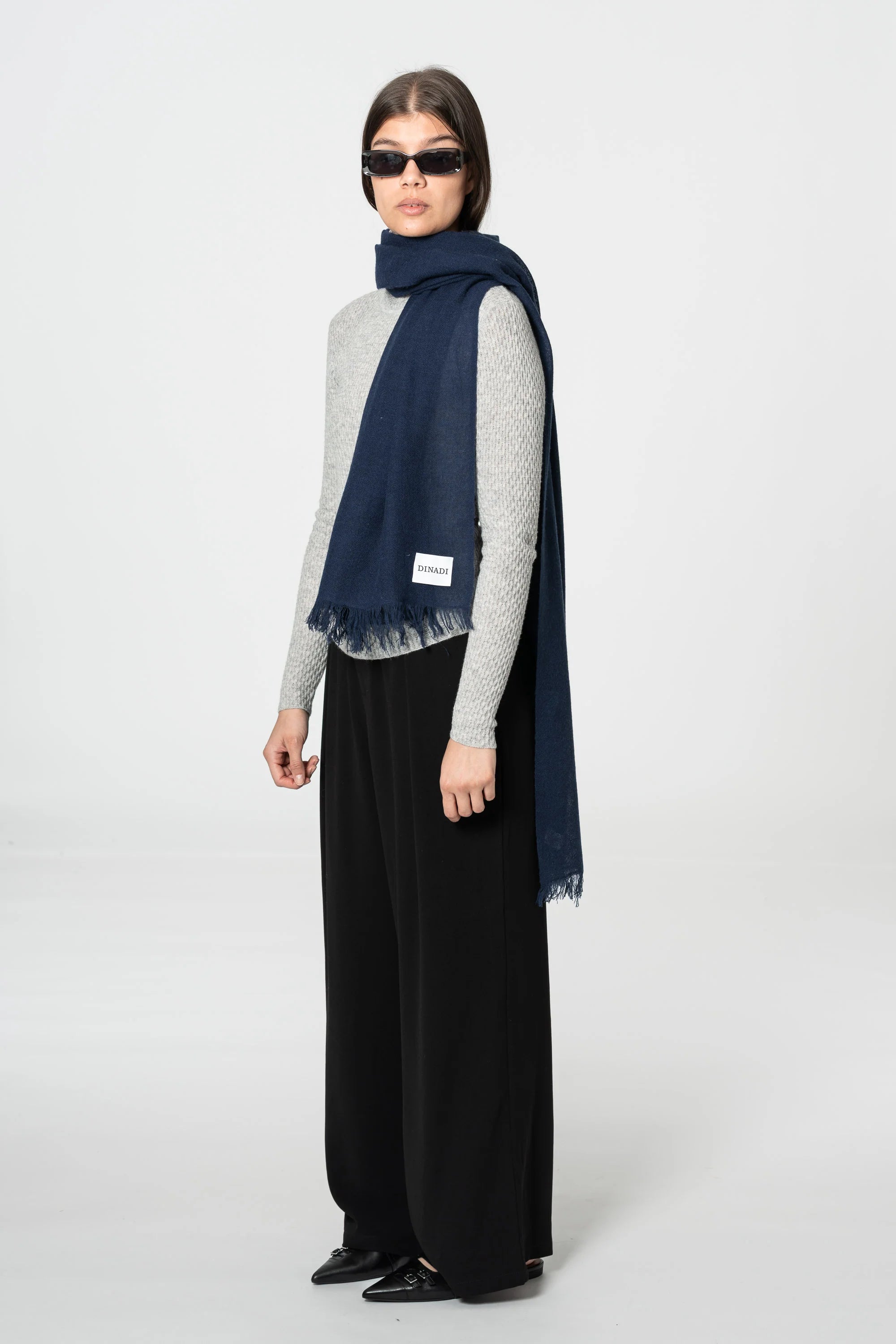 Dinadi Merino Woven Scarf / Space Blue