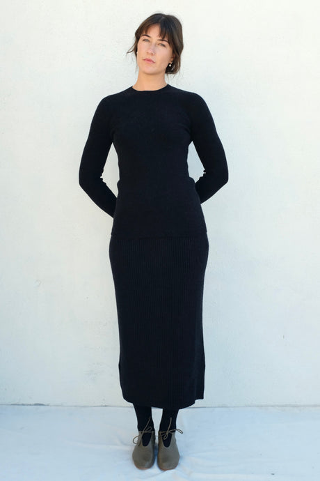 Lauren Manoogian Rib Tube Skirt / Black MelangeLauren Manoogian Rib Tube Skirt / Black Melange