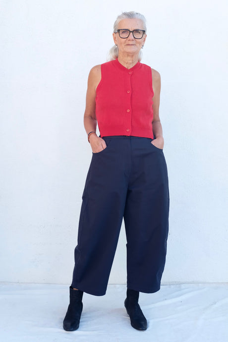 CORDERA Soft Cotton Curved Pants / Navy