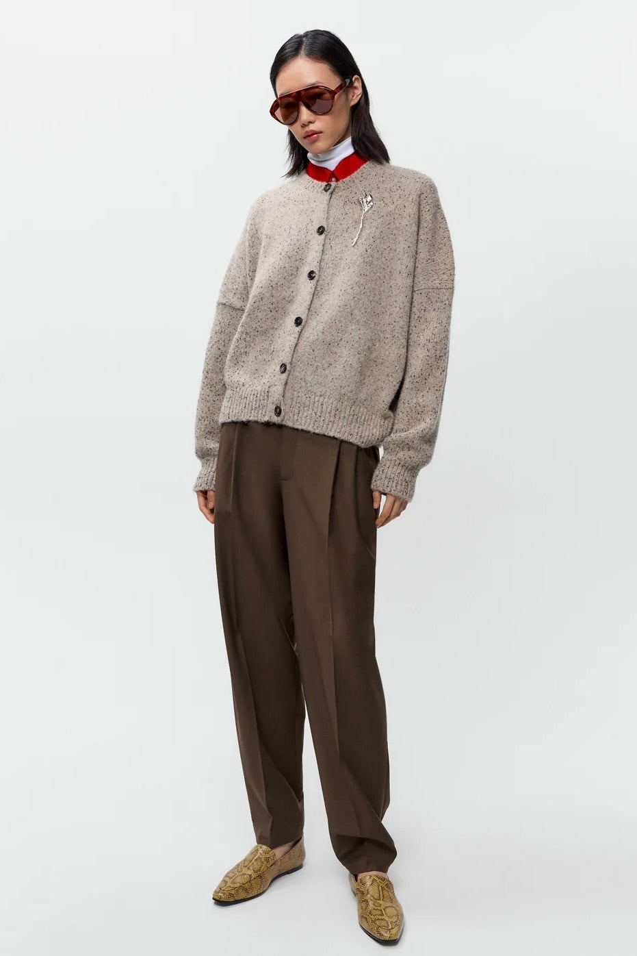 Cordera Speckled Cardigan / Piedra