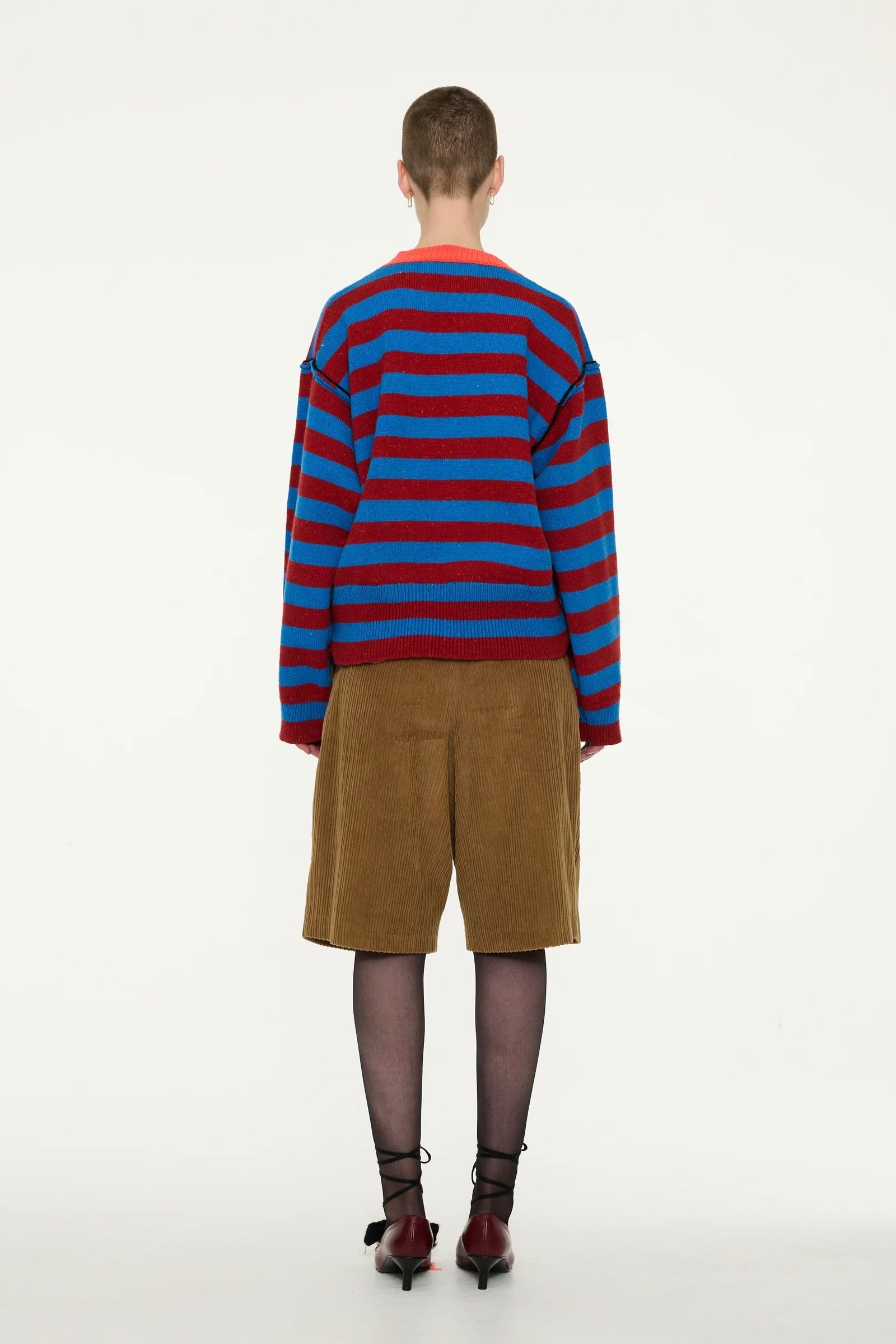 La Fetiche Leslie Loose Fit Sweater / Blue + Red