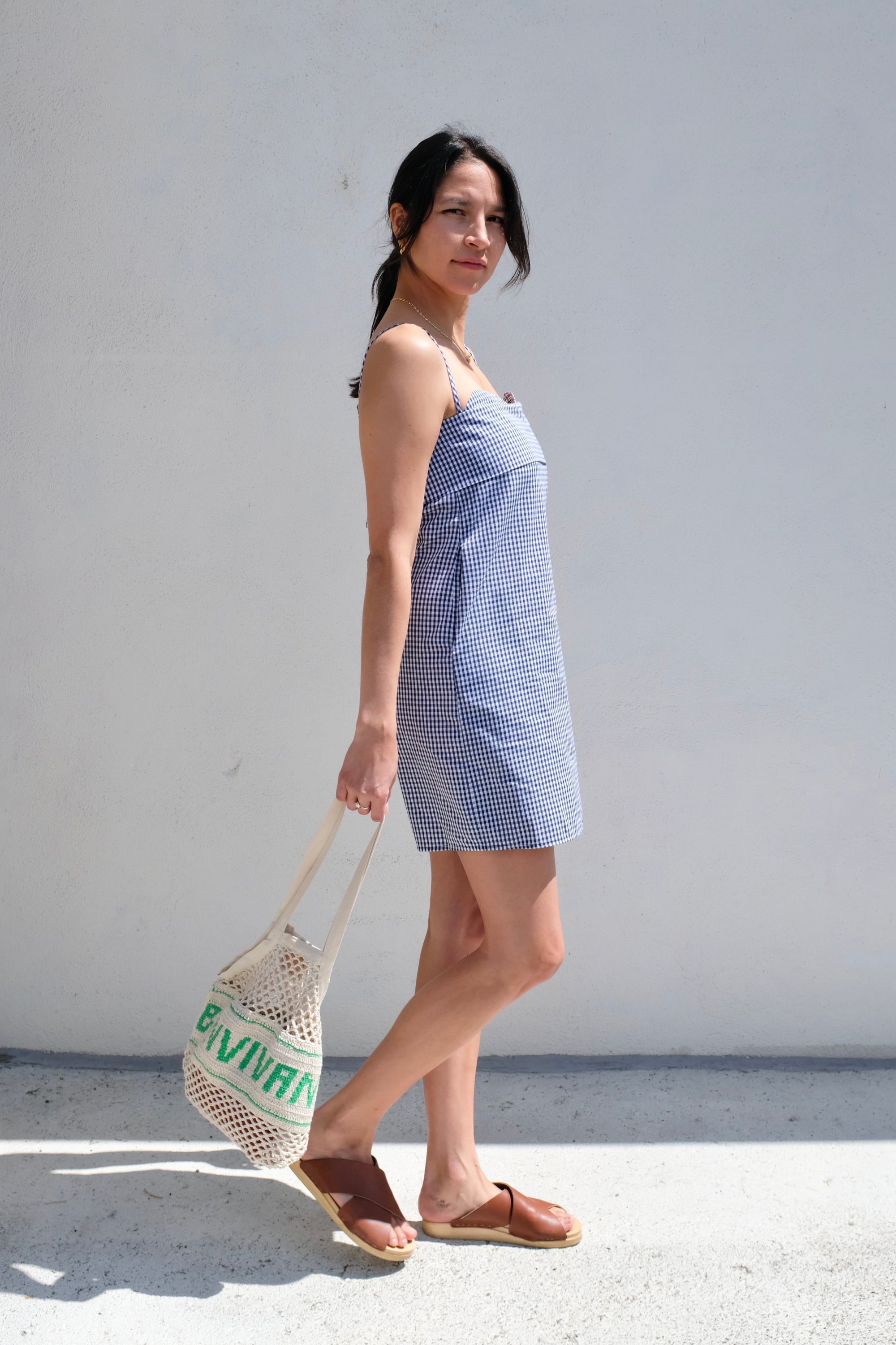 Toit Volant Verona Short Dress / Navy + White Gingham