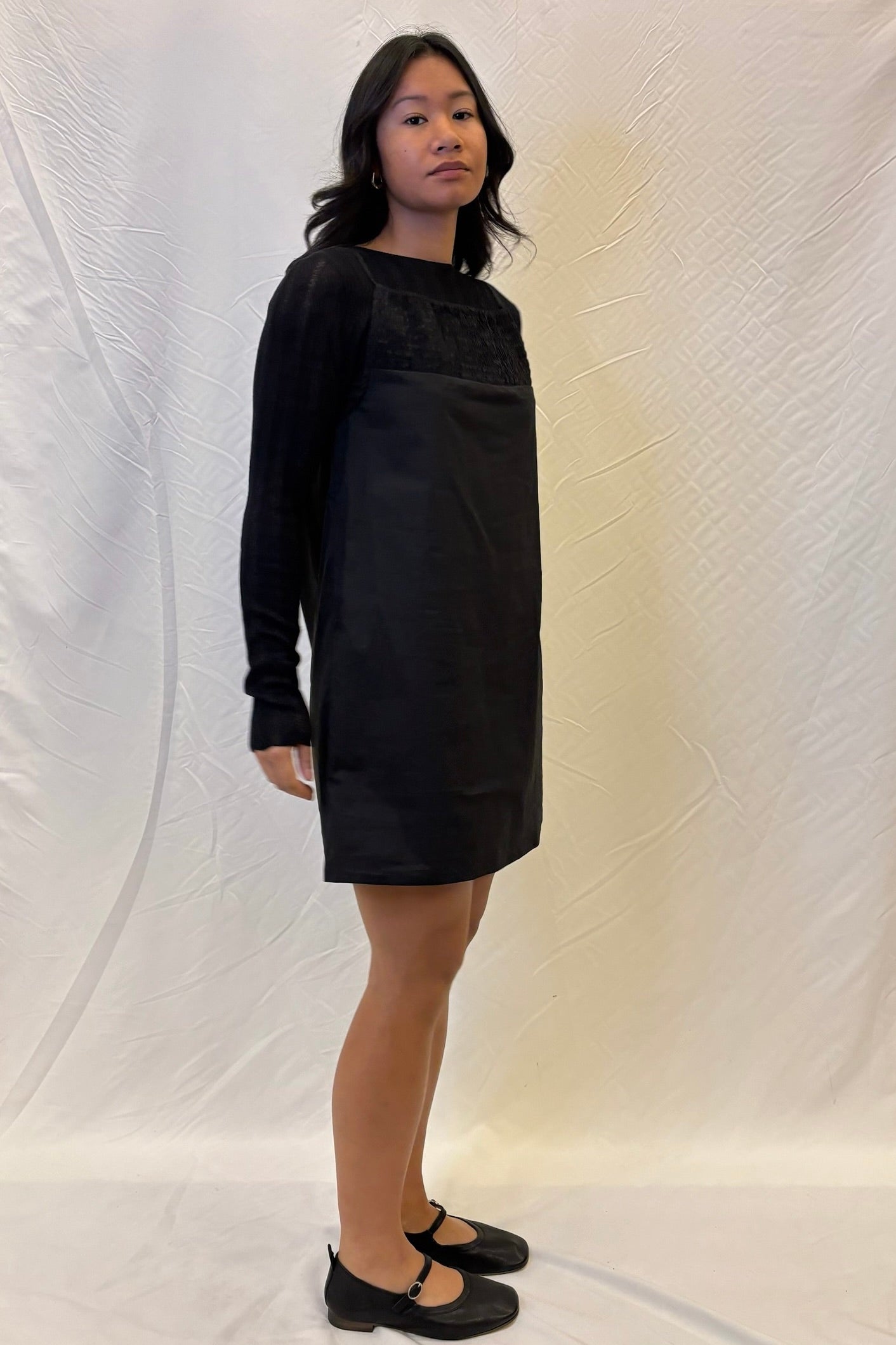 Deiji Studios Shirring Mini Dress / Black