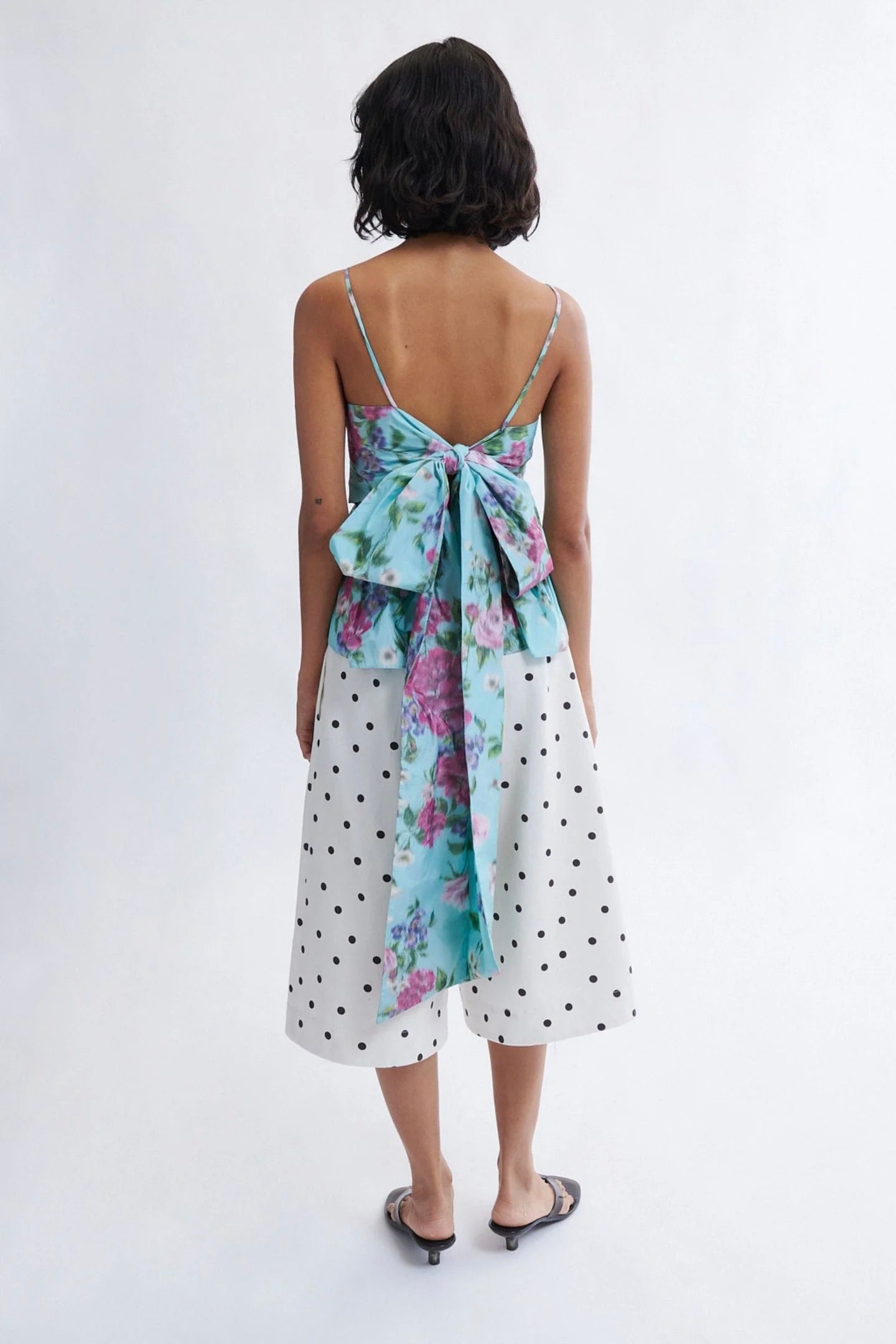 Agnes Top / Aqua Floral Taffeta