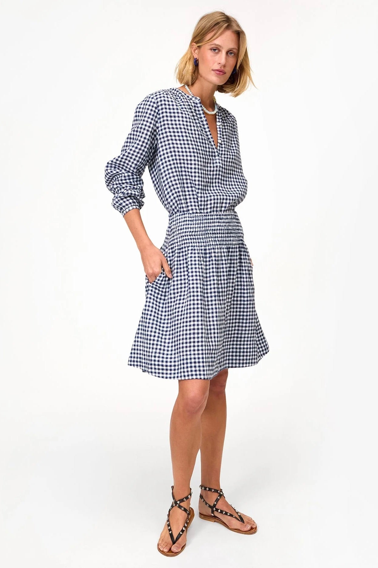 Clare V. Zoe Court Skirt / Navy and White Gingham
