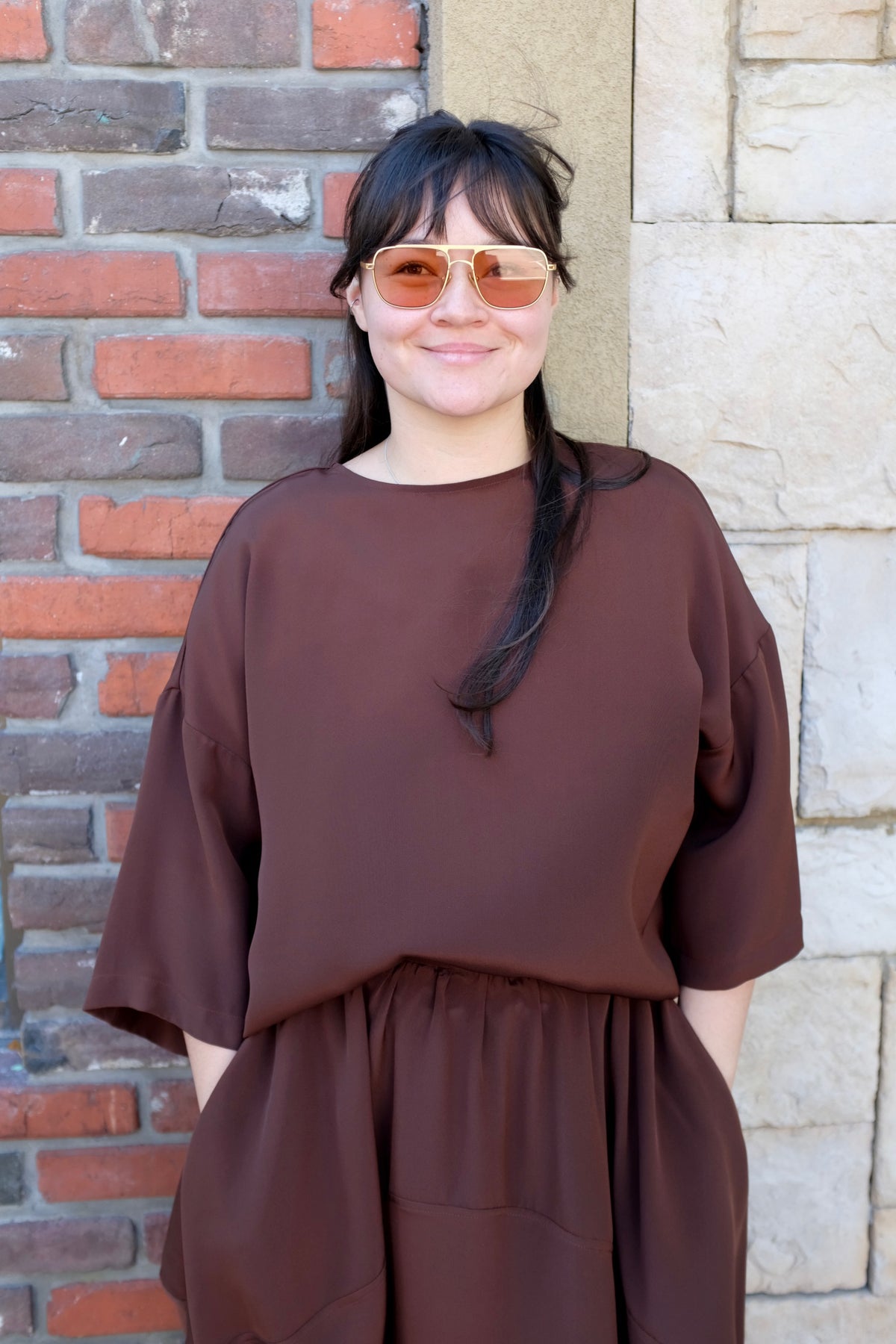 Modern Weaving Oversize Boxy Tee / Cognac