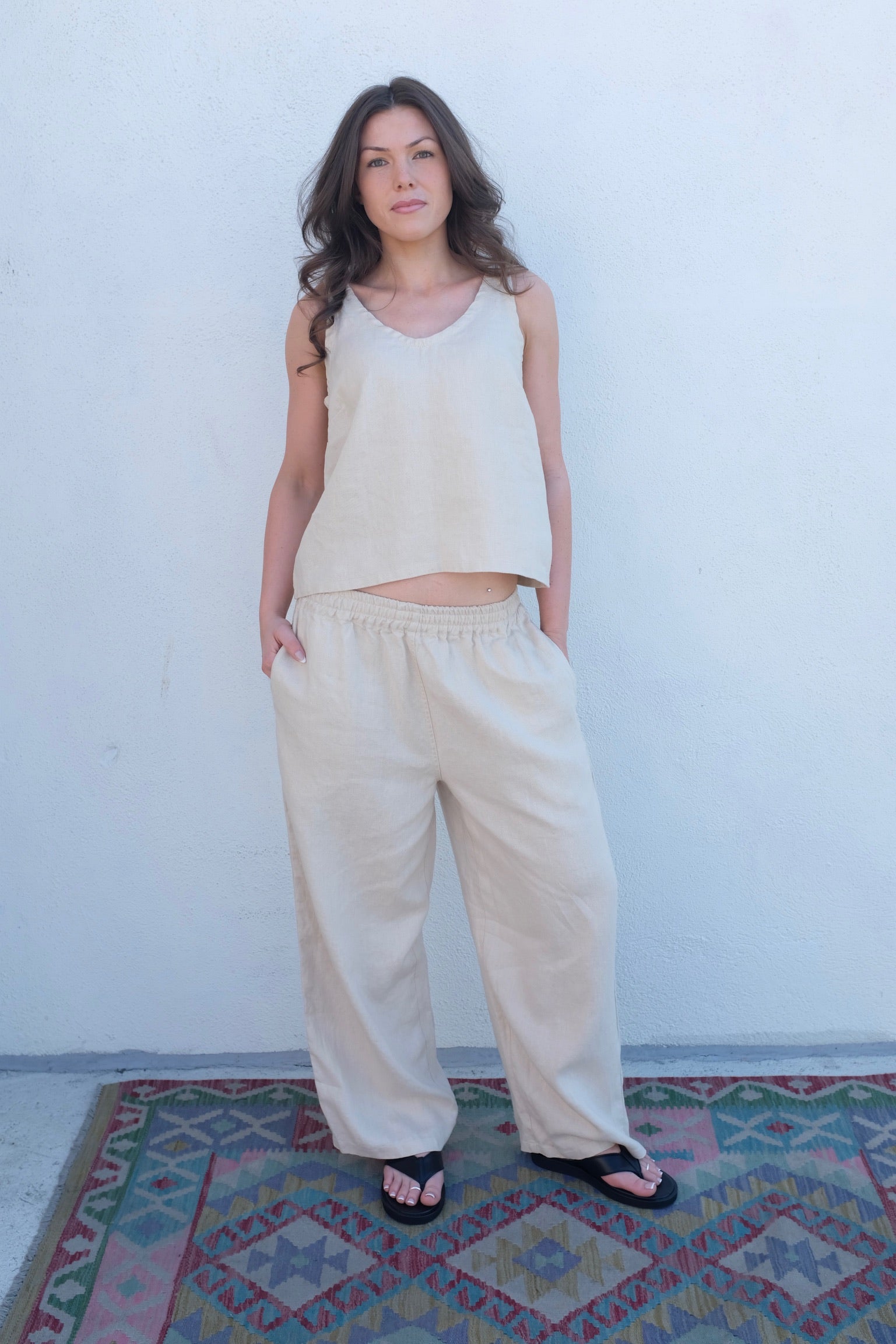 Moss Grey Nora Trouser / Chalk