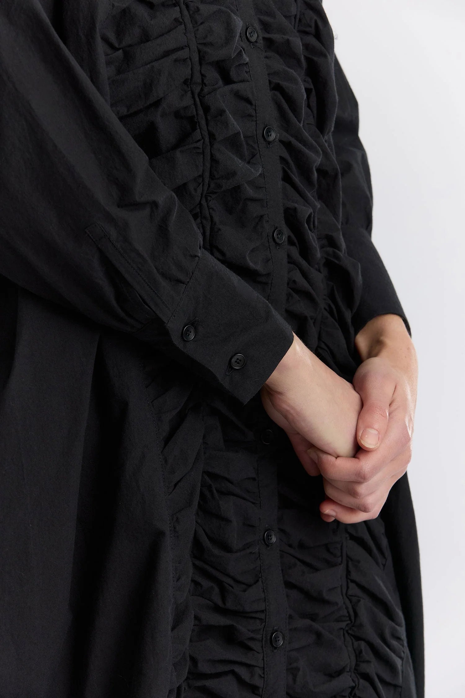 Black Crane Ruffled Dress / Black