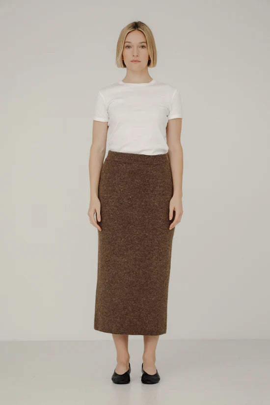 Bare Knitwear Nora Midi Skirt / Bark