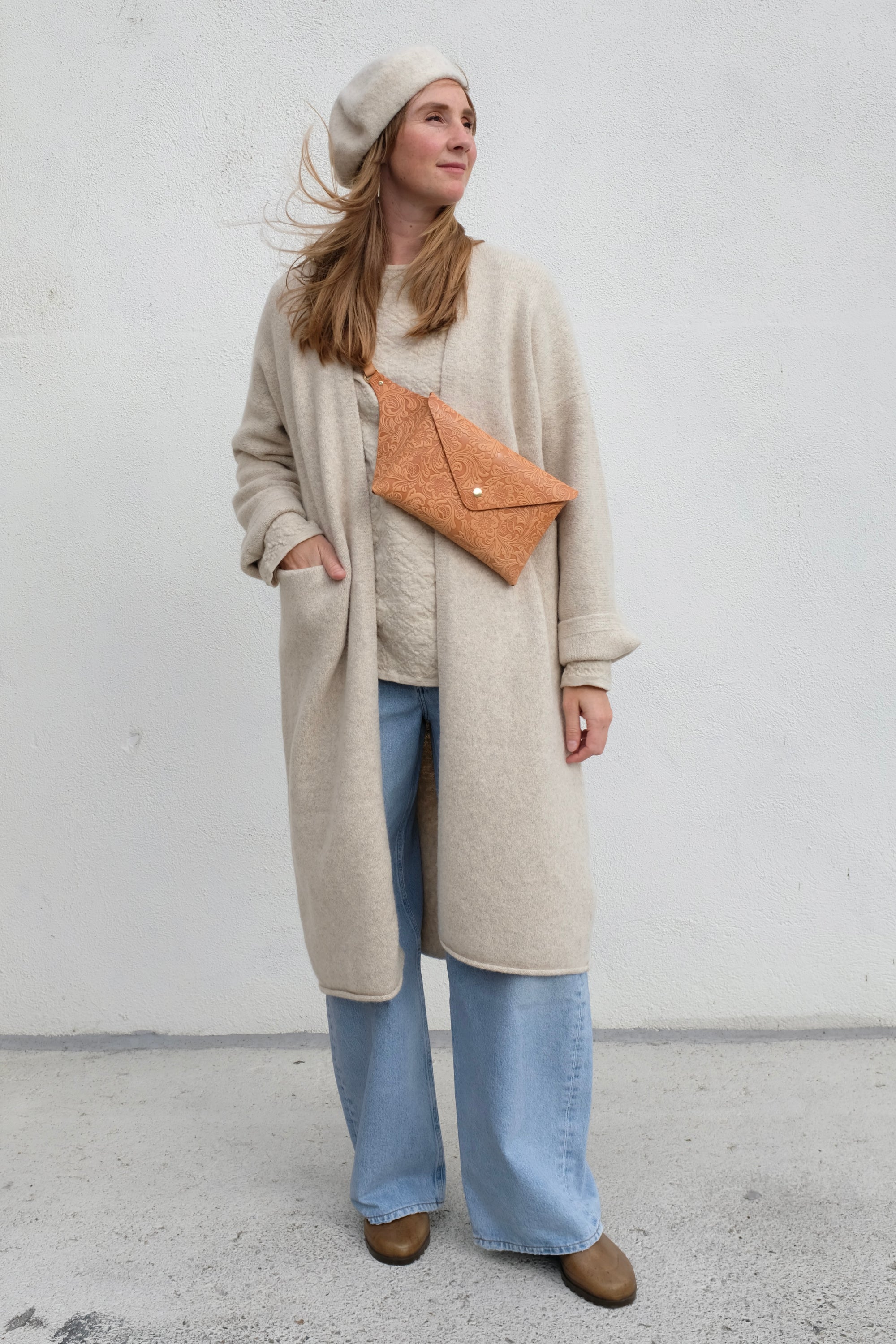 Lauren Manoogian Long Open Cardigan / Ecru