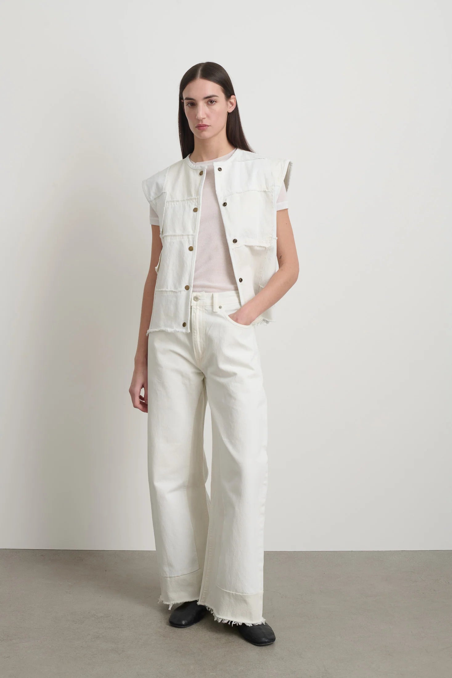 B Sides Reworked Madras Vest / Vintage White