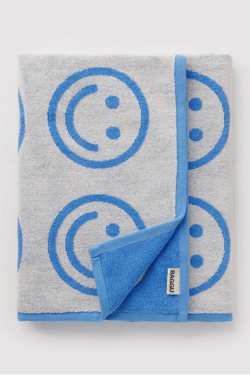Baggu Bath Towel / Sky Blue Happy