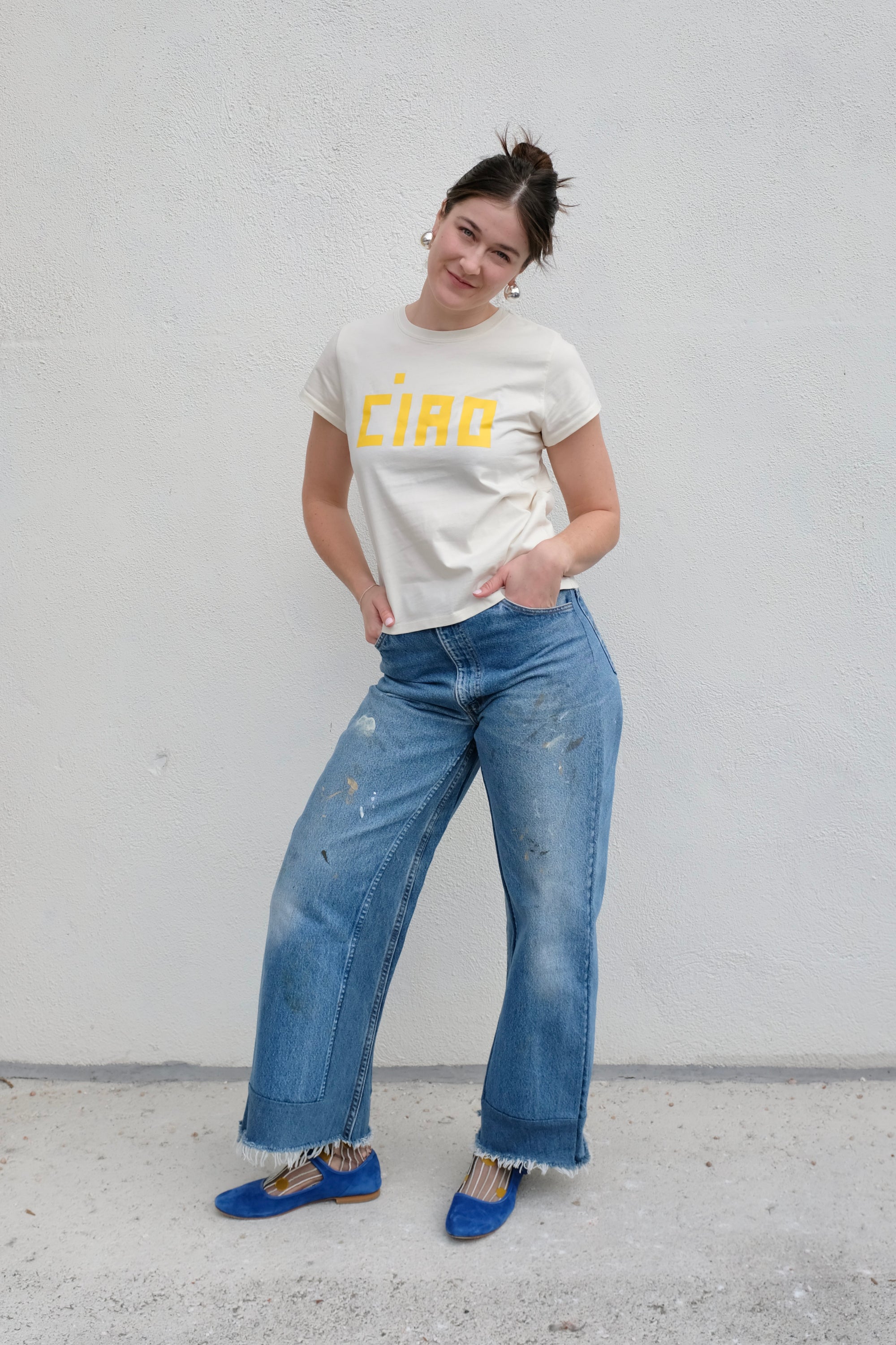 Clare V. Classic Tee / Cream + Marigold CIAO