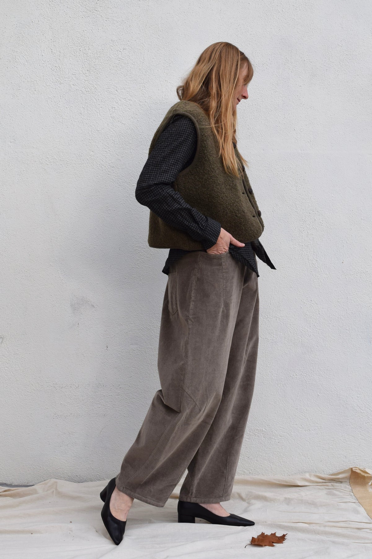 L'Envers Luce Vest / Khaki Curly Alpaca
