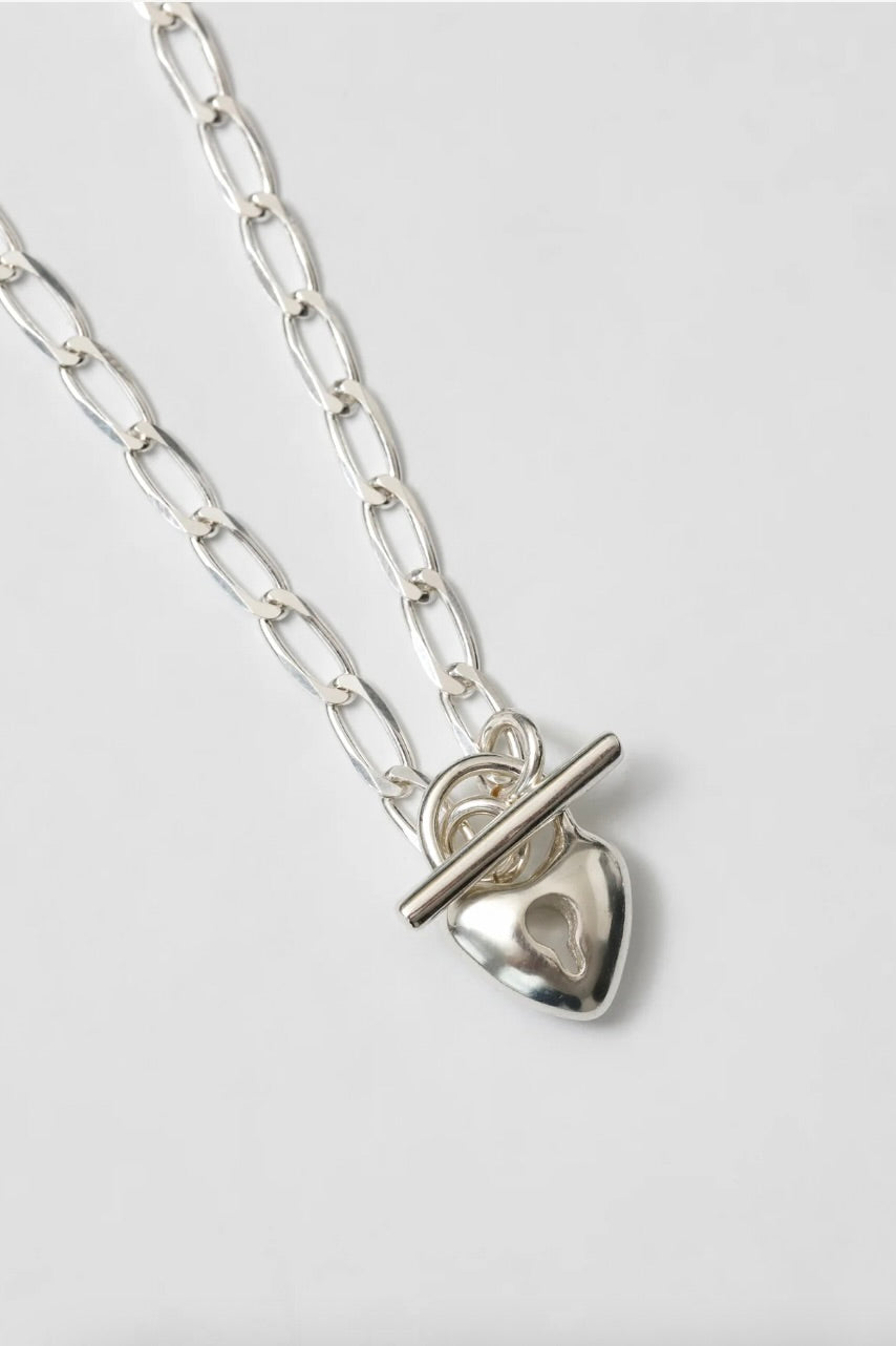 Wolf Circus Heart Toggle Necklace / Silver