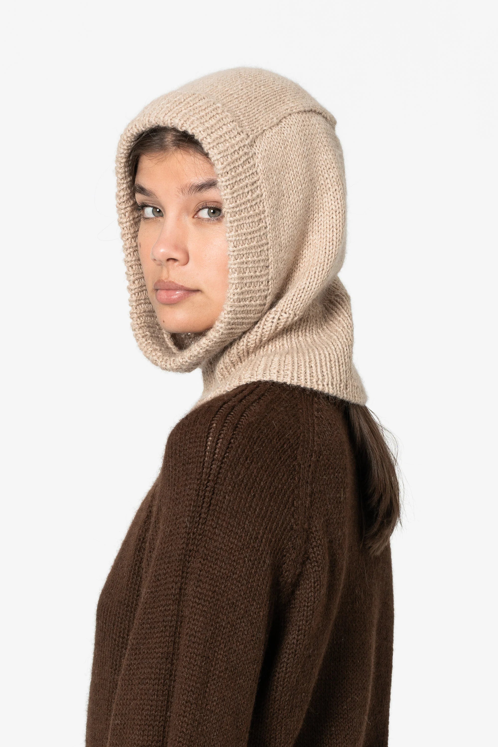Dinadi Alpaca Handknit Balaclava / Desert Sand