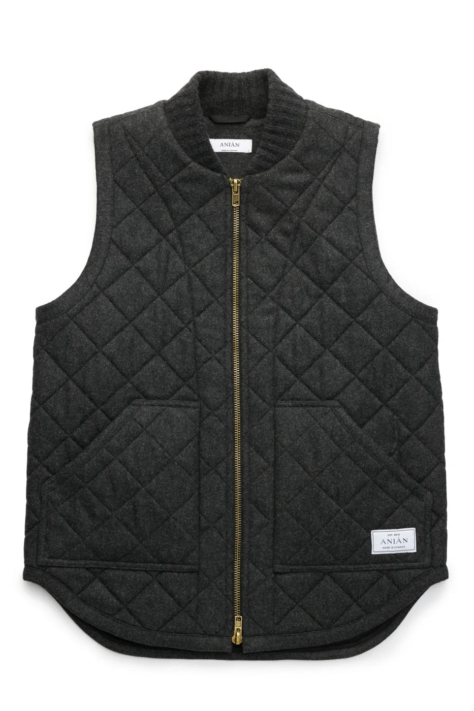 Anian Quilted Wool Vest / Charcoal