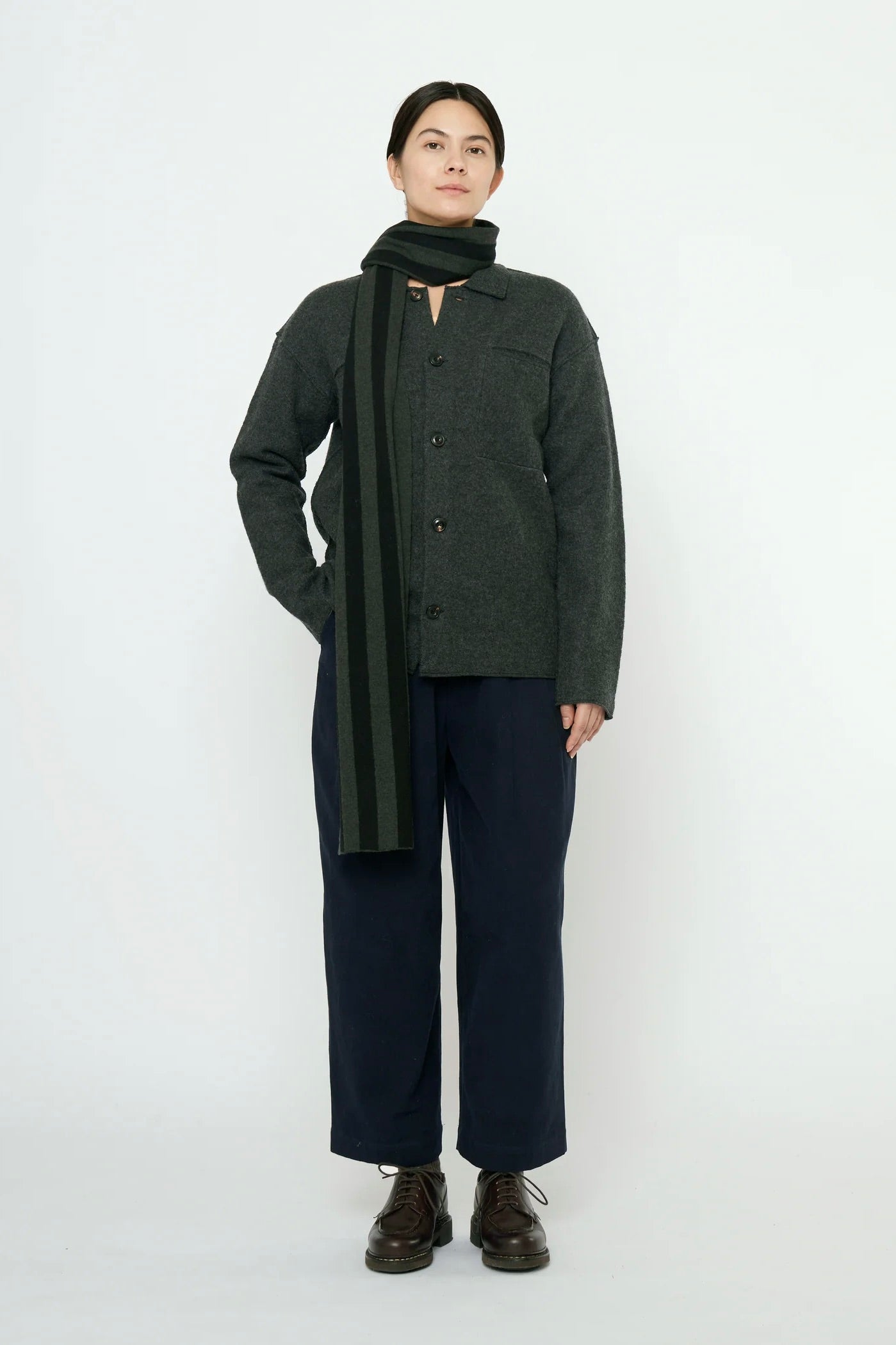 7115 by Szeki Long Scarf / Gray Stripes