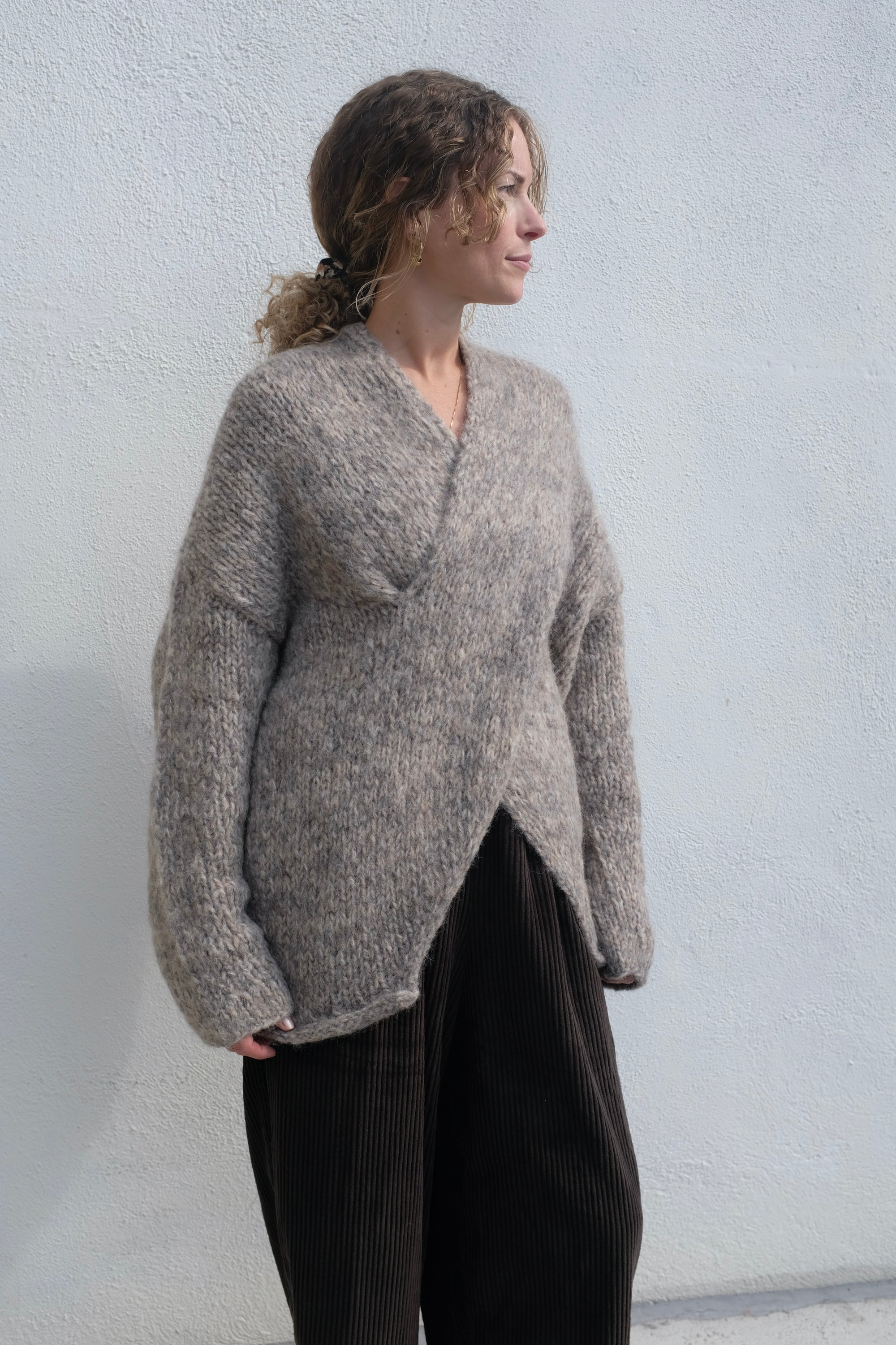 Lauren Manoogian Handknit Big Cable Pullover / Marl