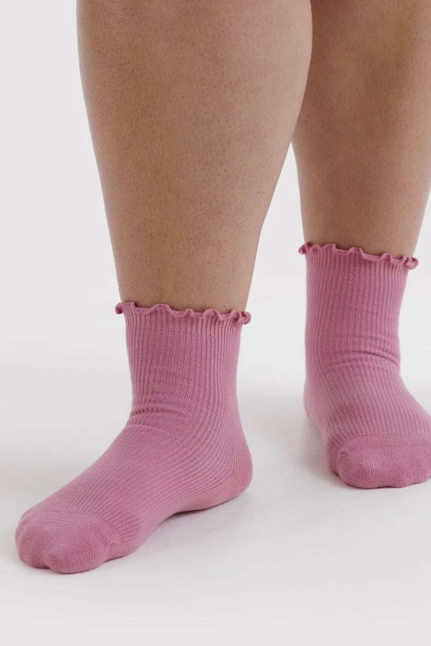 Baggu Lettuce Edge Sock / Wild Plum + Cherry