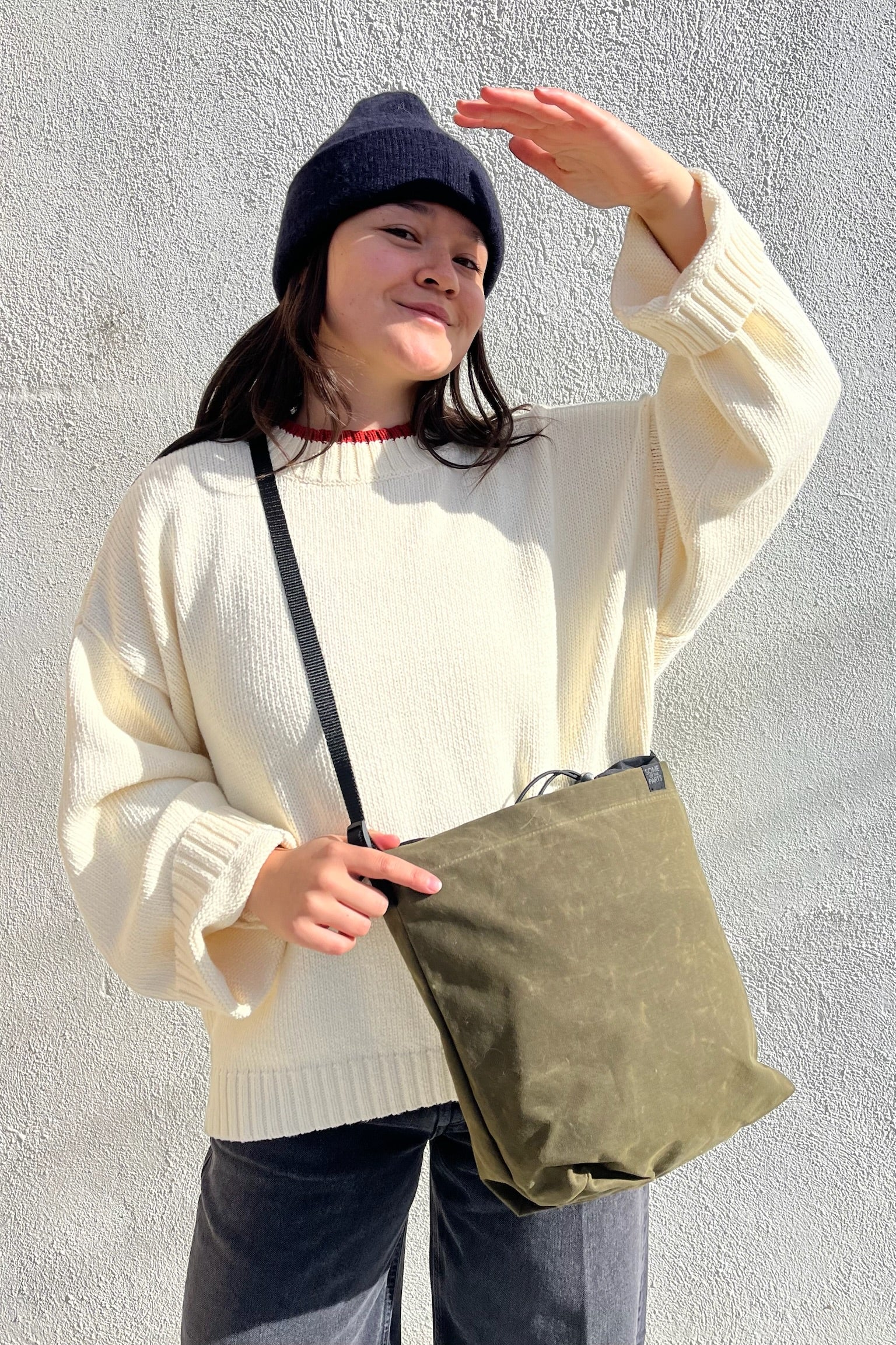 Some of the Parts Fine Ribbon Bucket Bag / Olive + Black