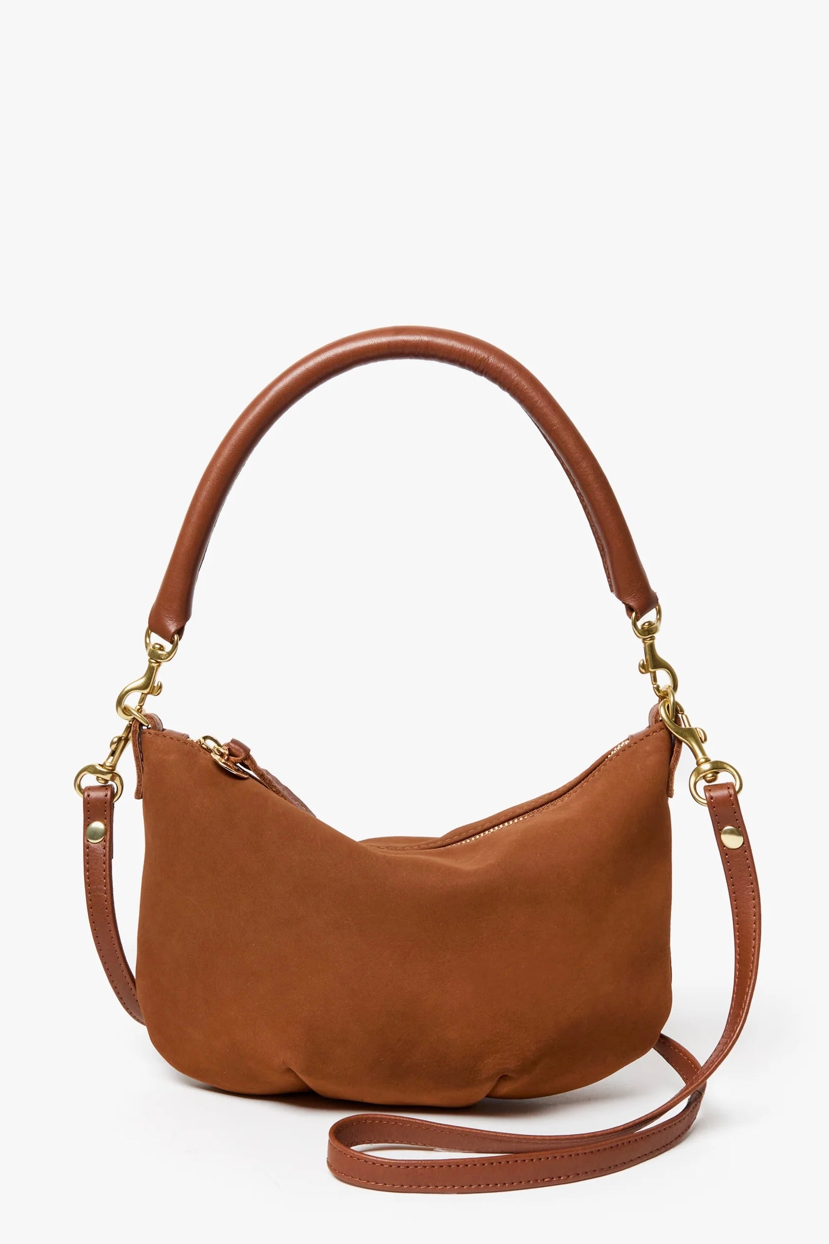 Clare V. Petit Moyen Messenger / Hazelnut Smooth Nubuck