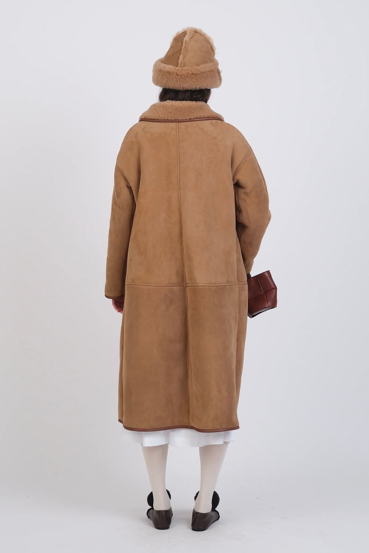 Cawley Suede Back Curly Hair Roo Coat / Tan