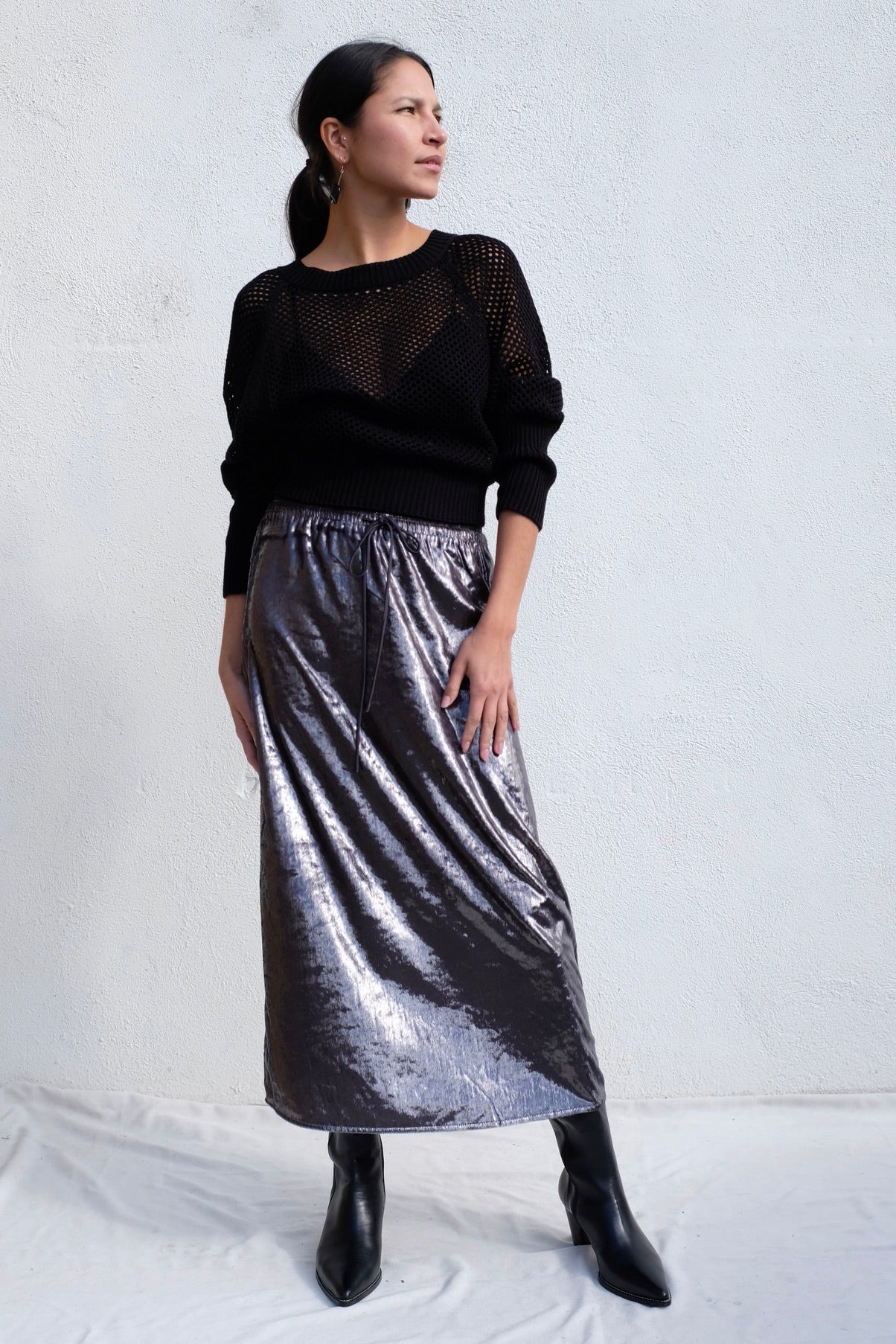 No. 6 Inez Skirt / Silver Pony Hair