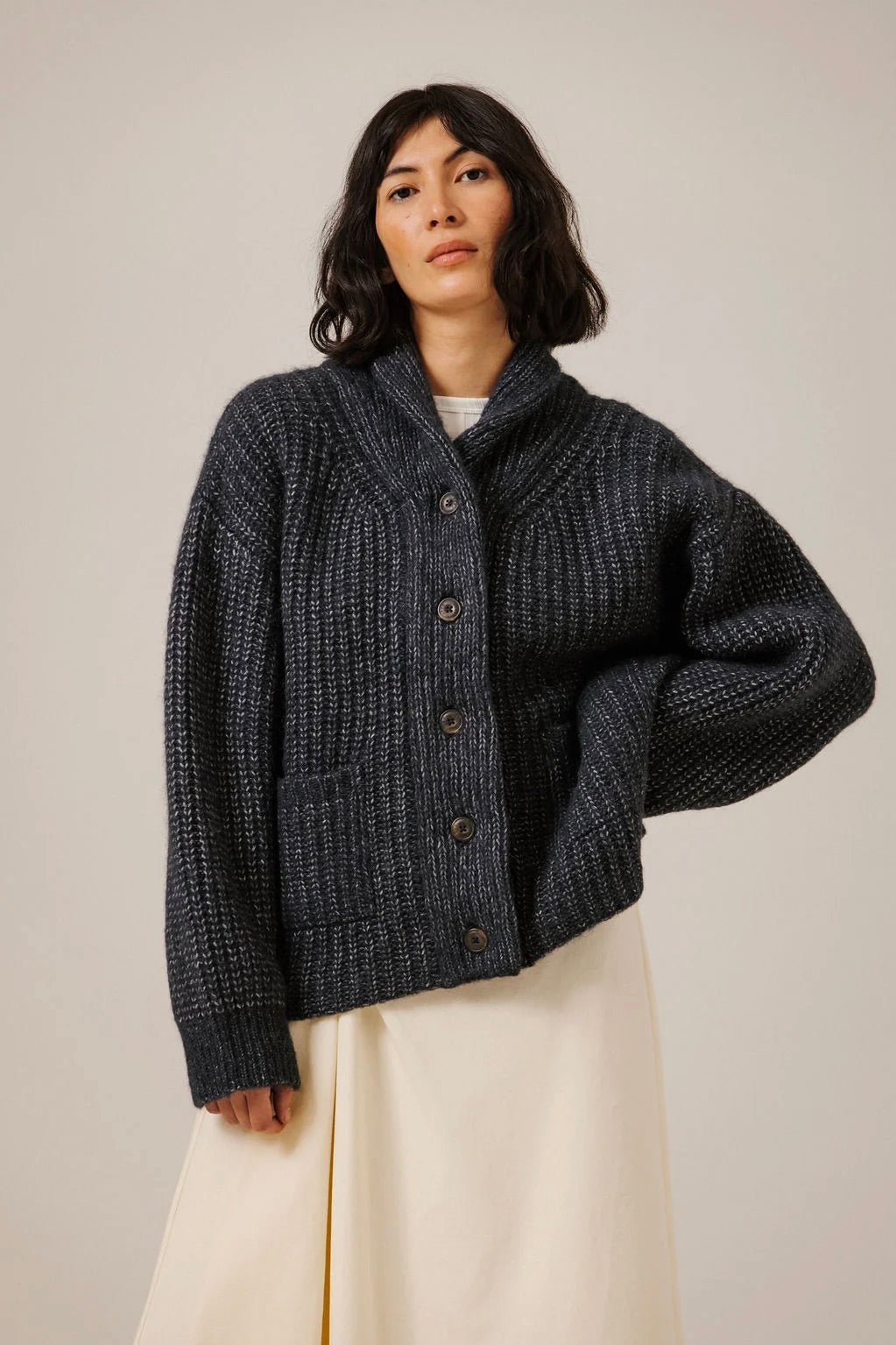 Oversized Shawl Cardigan / Dark Navy
