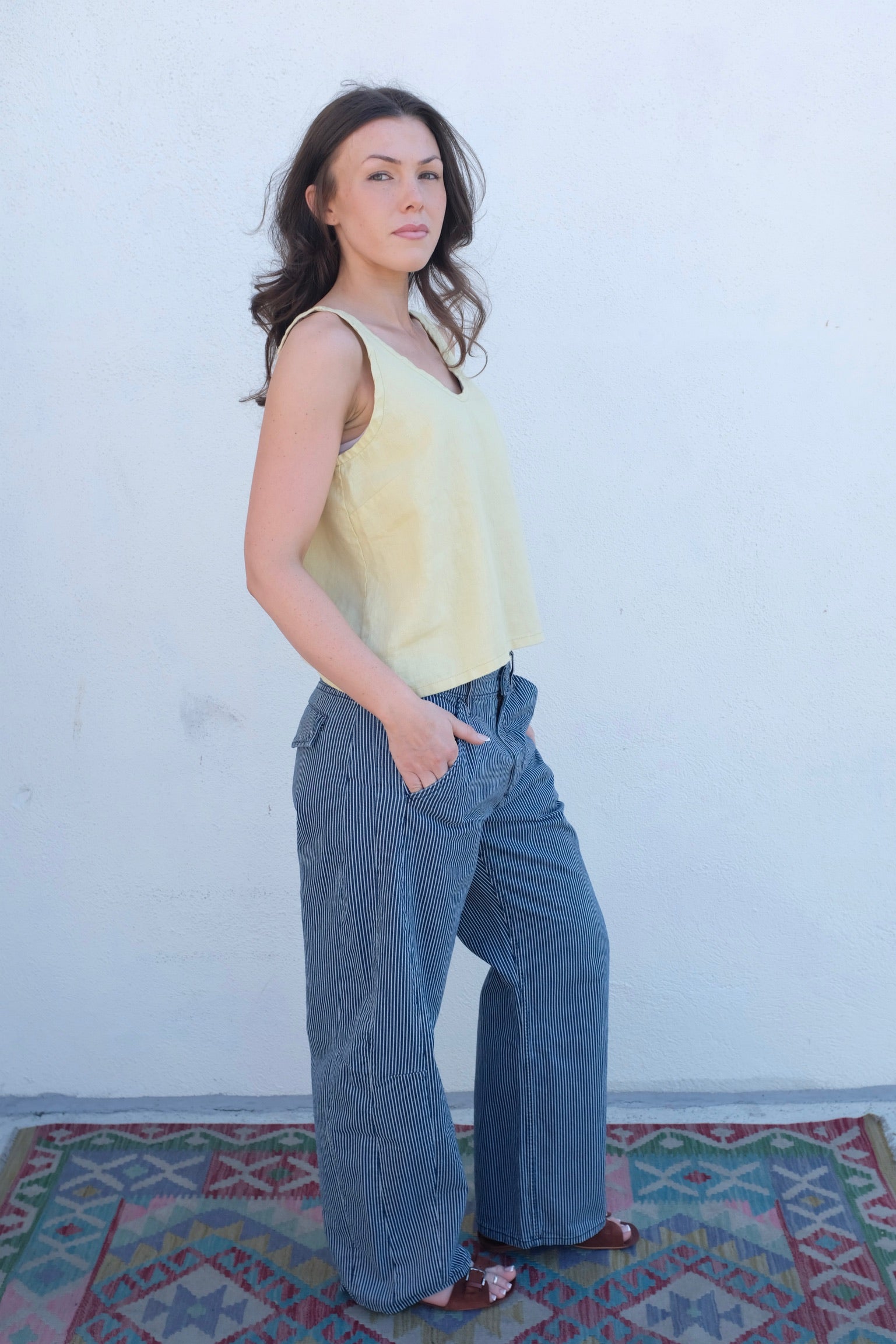Moss Grey Iris Tank / Limoncello
