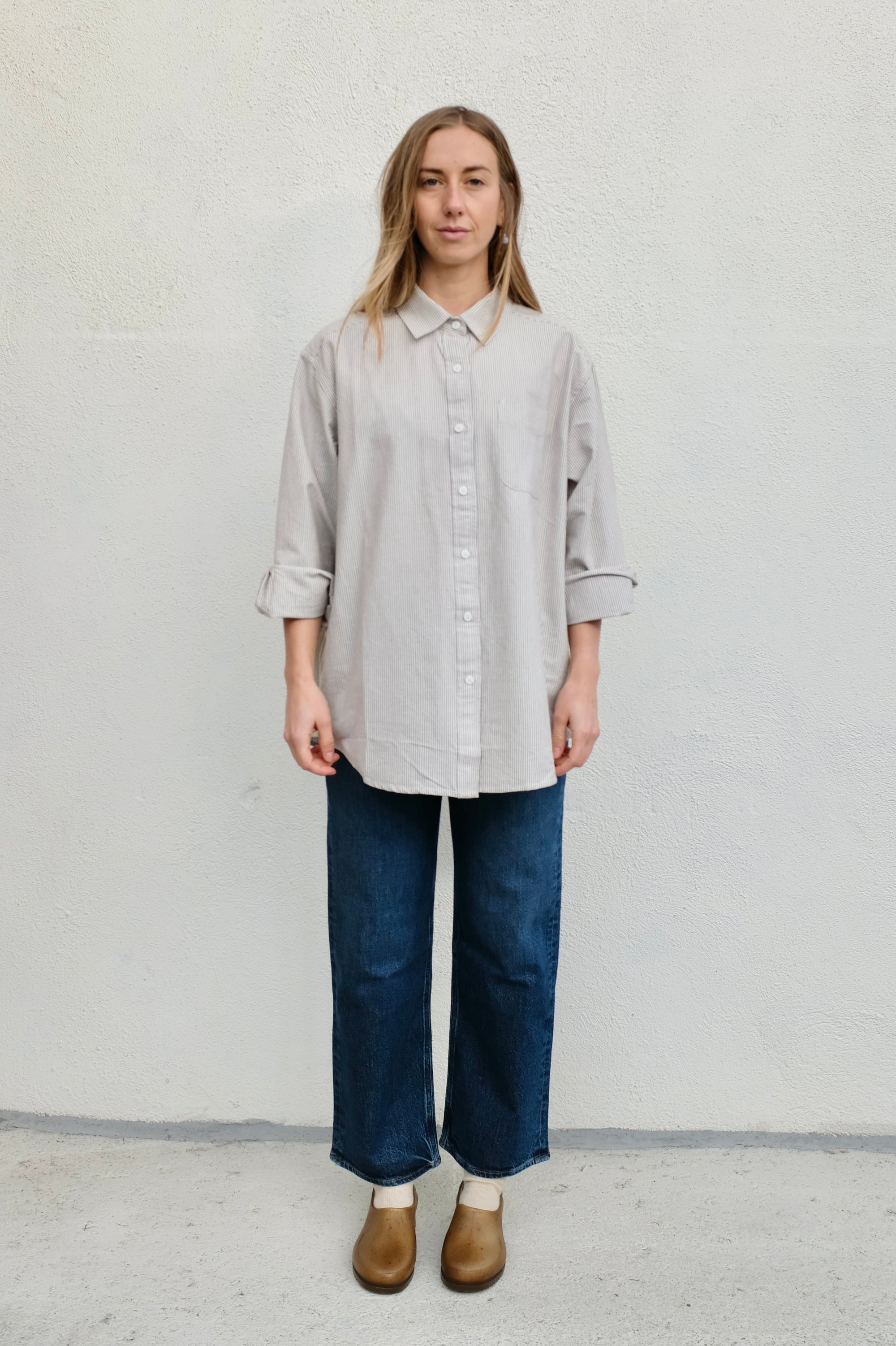 Gillian Stevens Britta Shirt / Charcoal Stripe