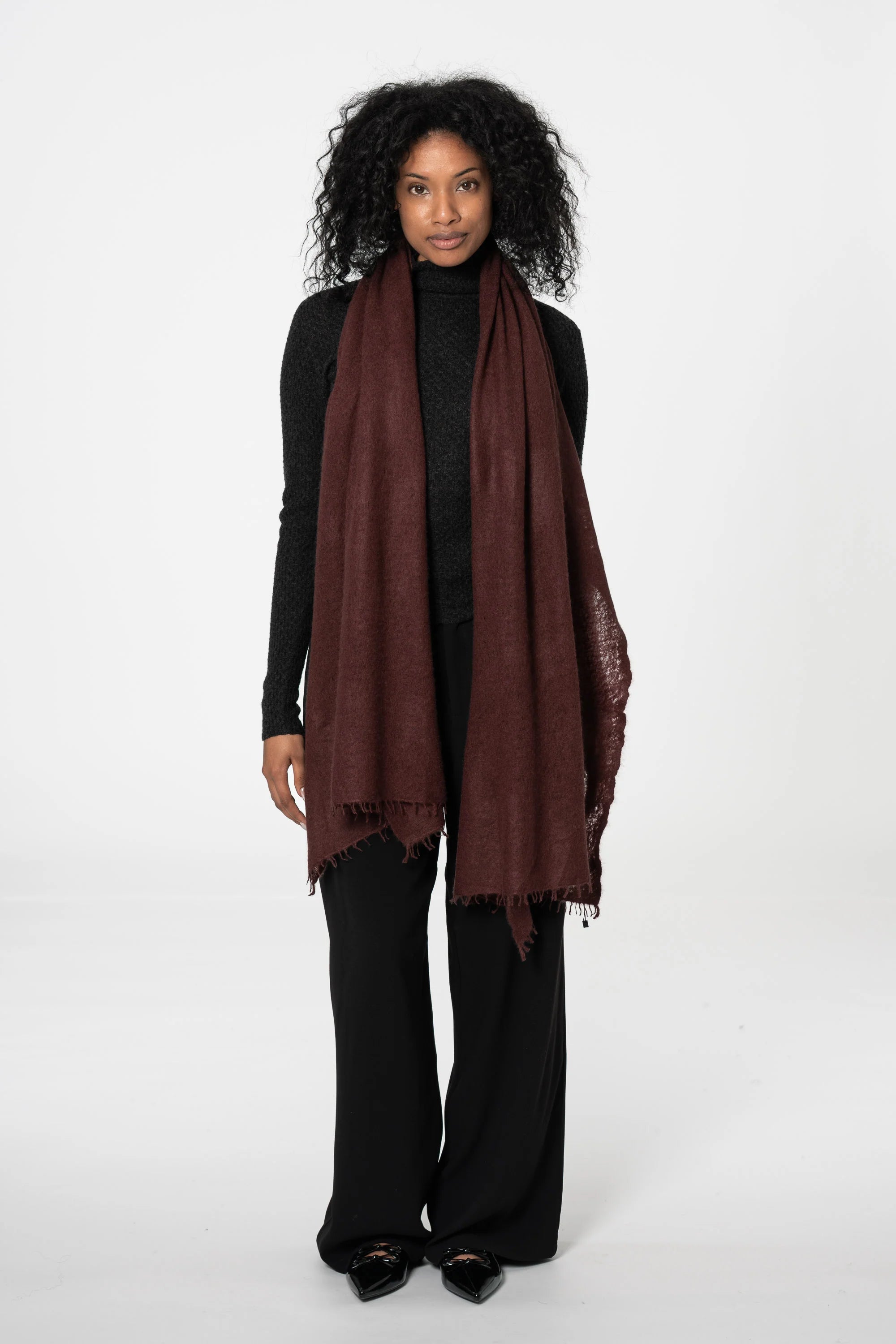 Dinadi Cashmere Felted Scarf / Merlot Red