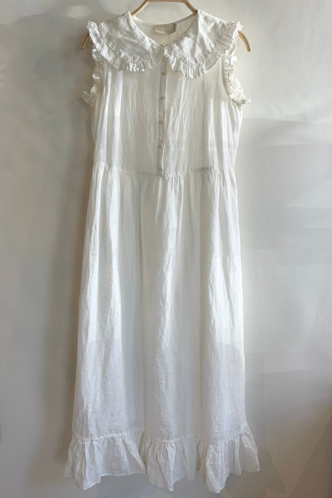 Pre-Loved / Gillian Stevens Peter Pan Collar Ruffle Dress / White / Size 1