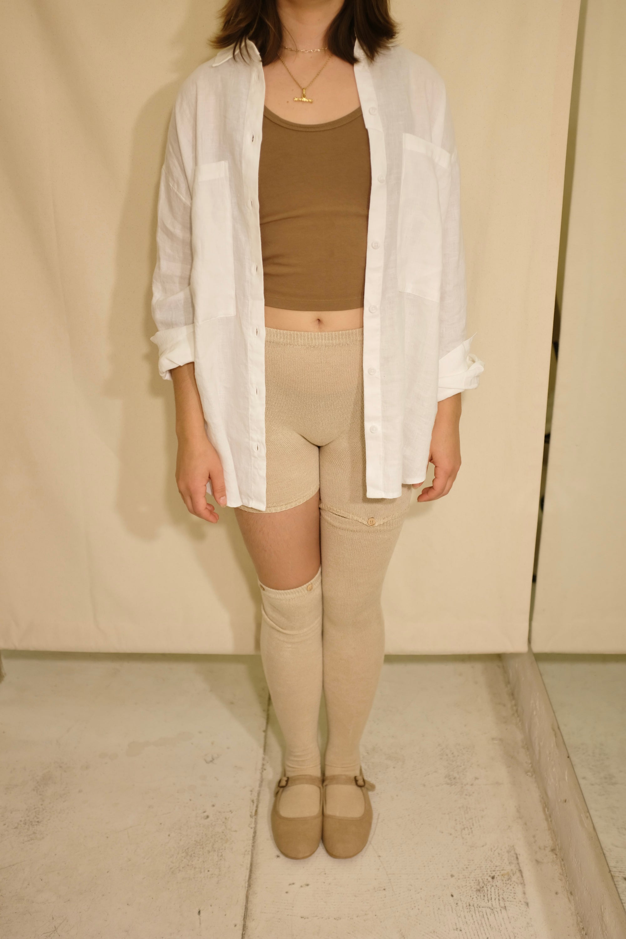 Baserange Button Tights / Lata Beige