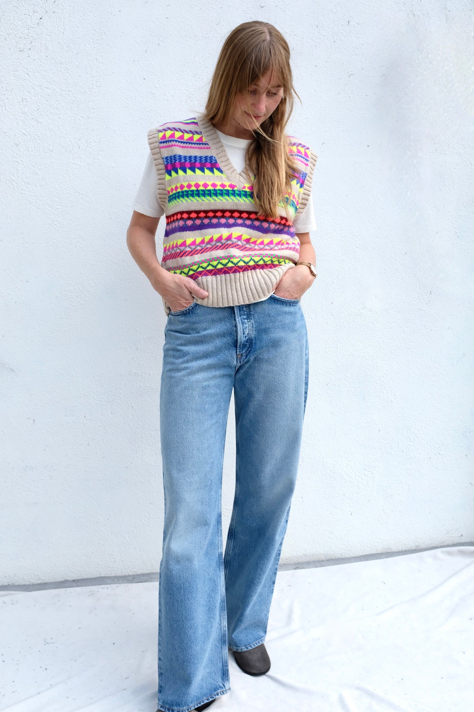 La Fetiche Keaton Sweater Vest / Multicolour Neon Fairies