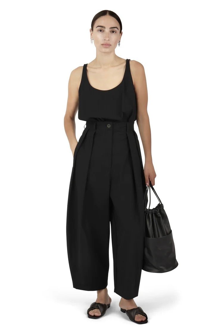 Modern Weaving Voluminous Pleat Trouser / Black