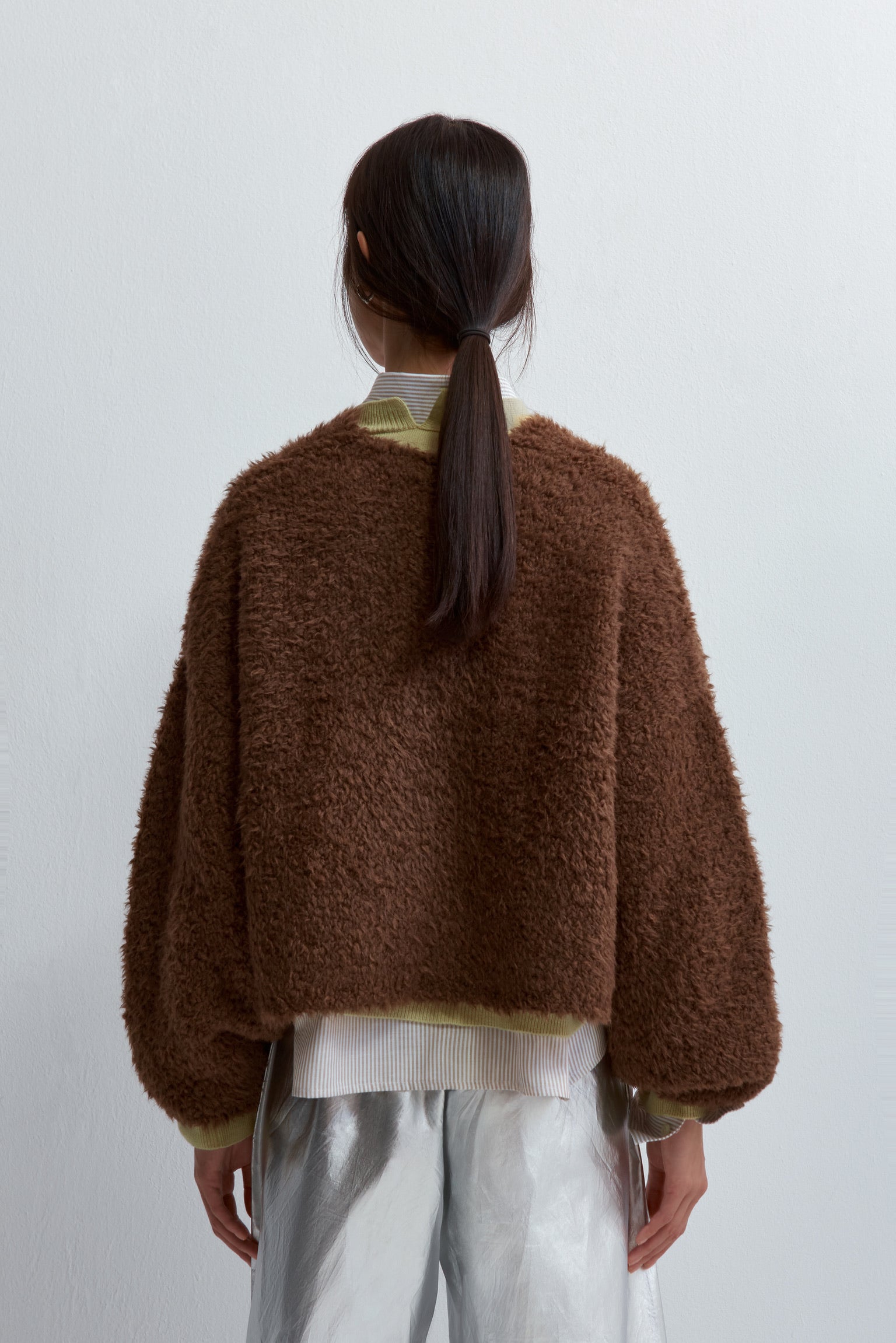 Cordera Teddy Cropped Cardigan / Acorn