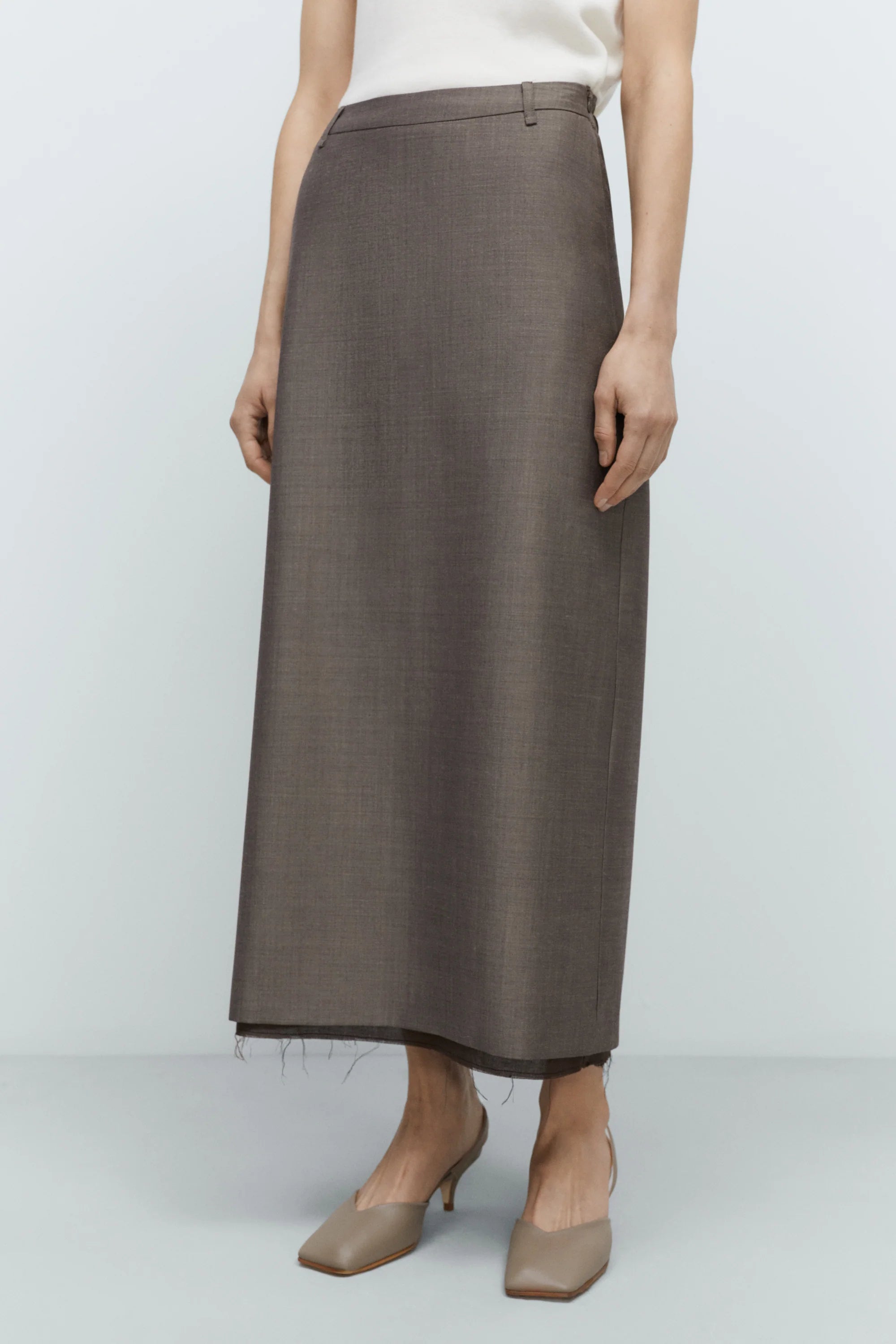 Cordera Tailoring Mohair Long Skirt / Smoke Brown