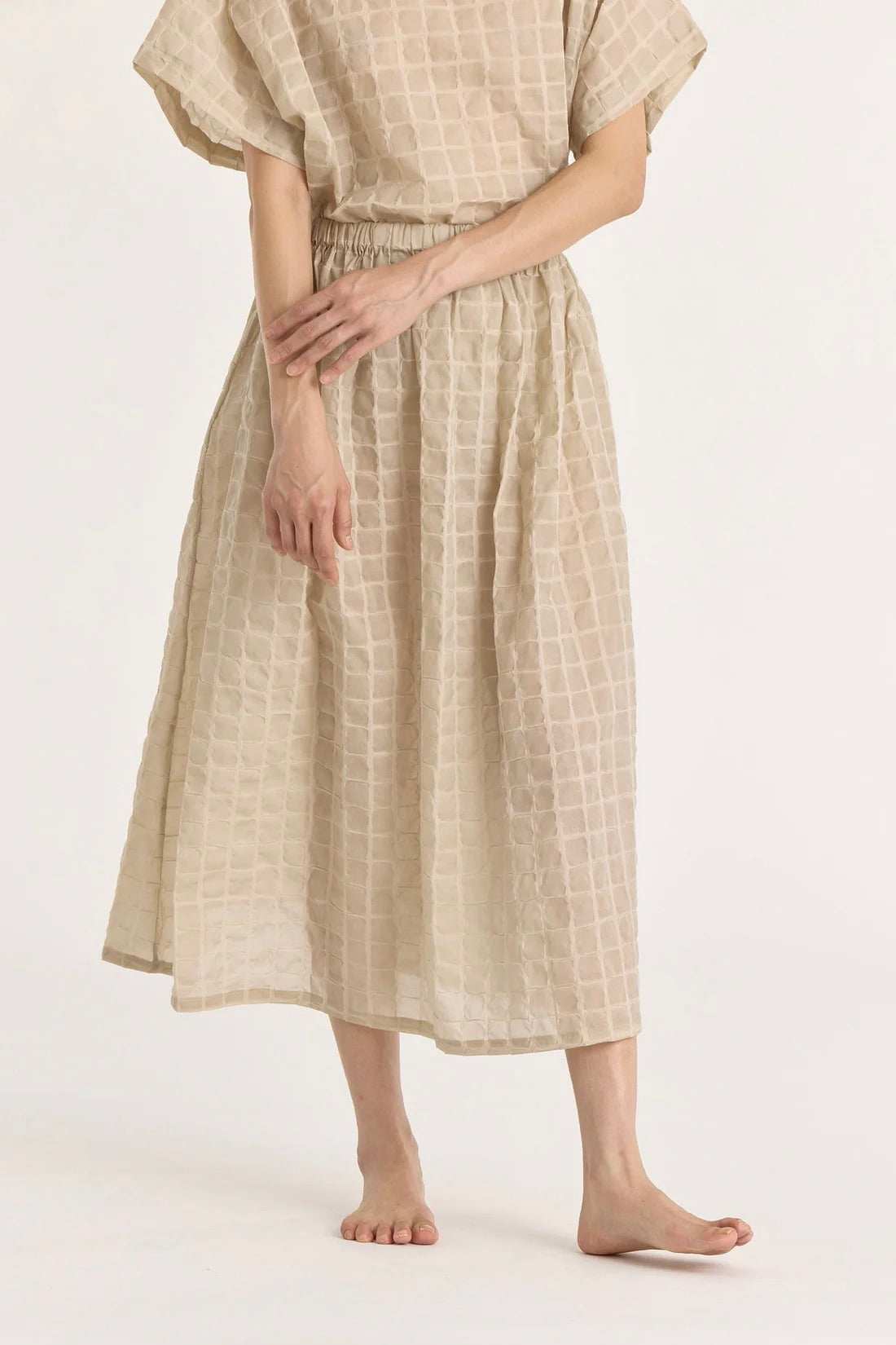 Black Crane Ripple Finish Skirt / Beige