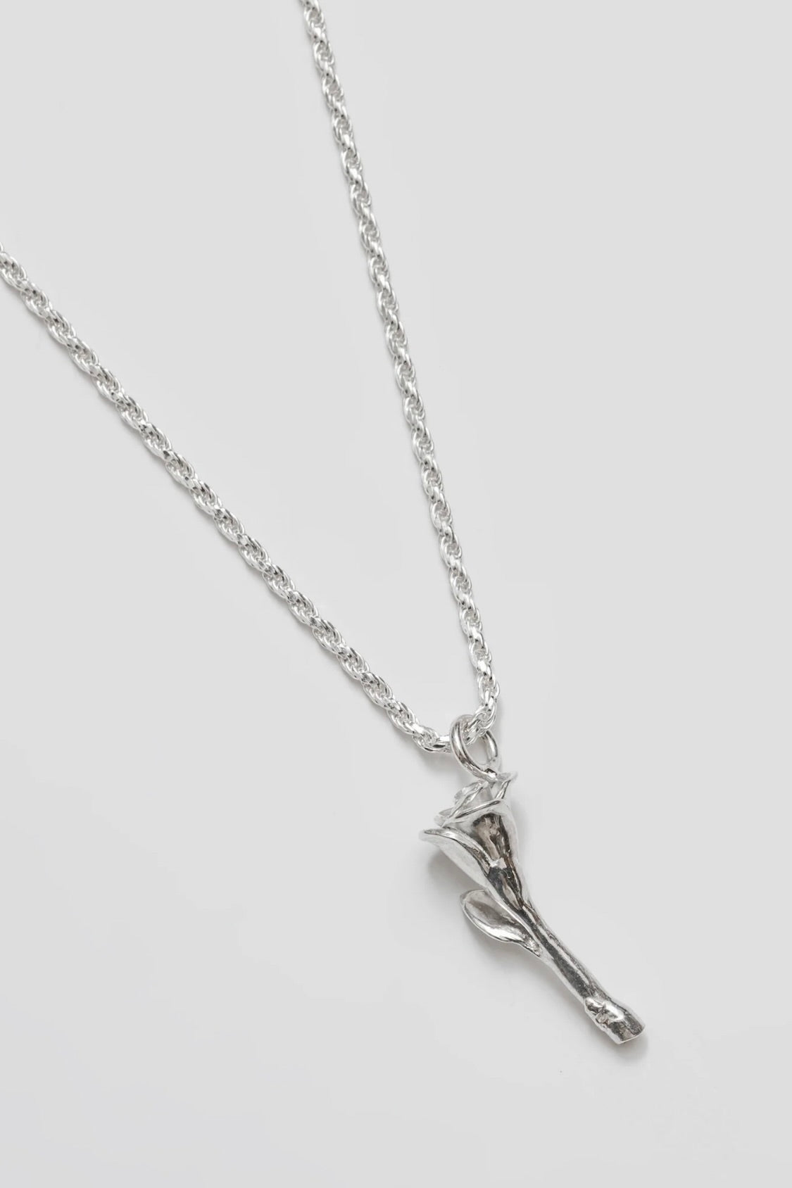 Wolf Circus Mini Rose Charm Necklace / Silver